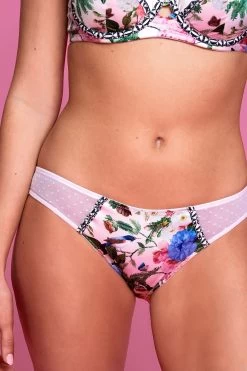 B By Ted Baker Pink Floral Satin Brazillian Knickers