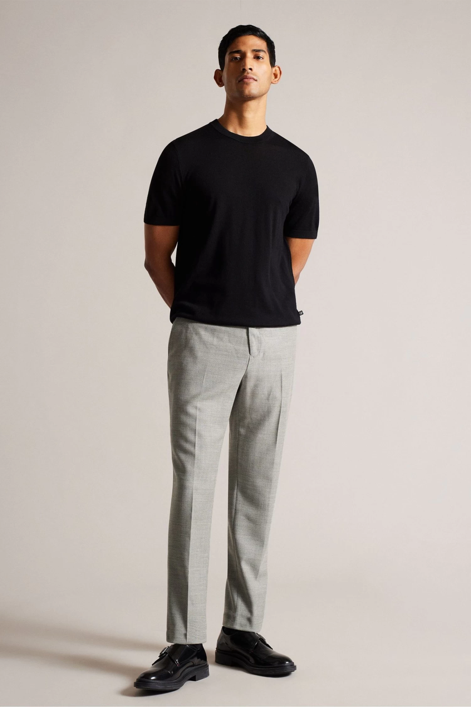 Ted Baker Grey Lucciat Slim Fit Herringbone Trousers