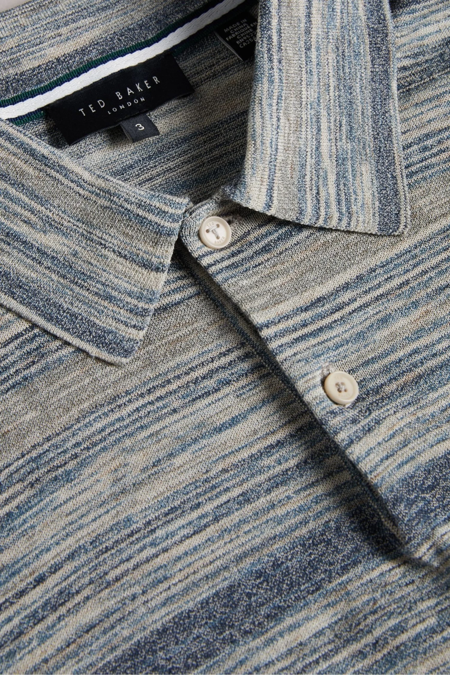 Ted Baker Natural Mauda Short Sleeved Ombre Knitted Polo - Image 4