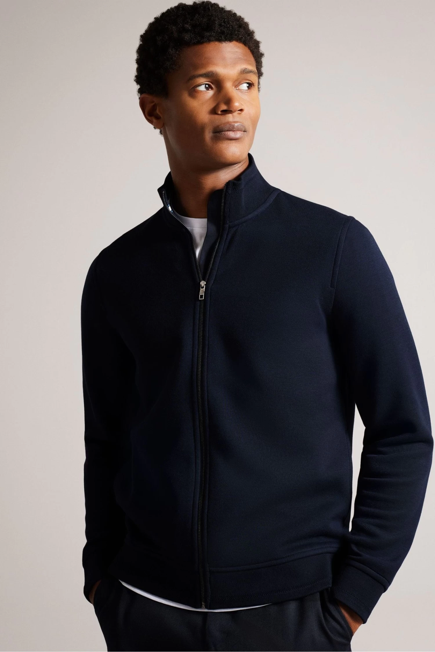 Ted Baker Blue Tymos Long Sleeved Regular Fit Zip Through Sweatshirt