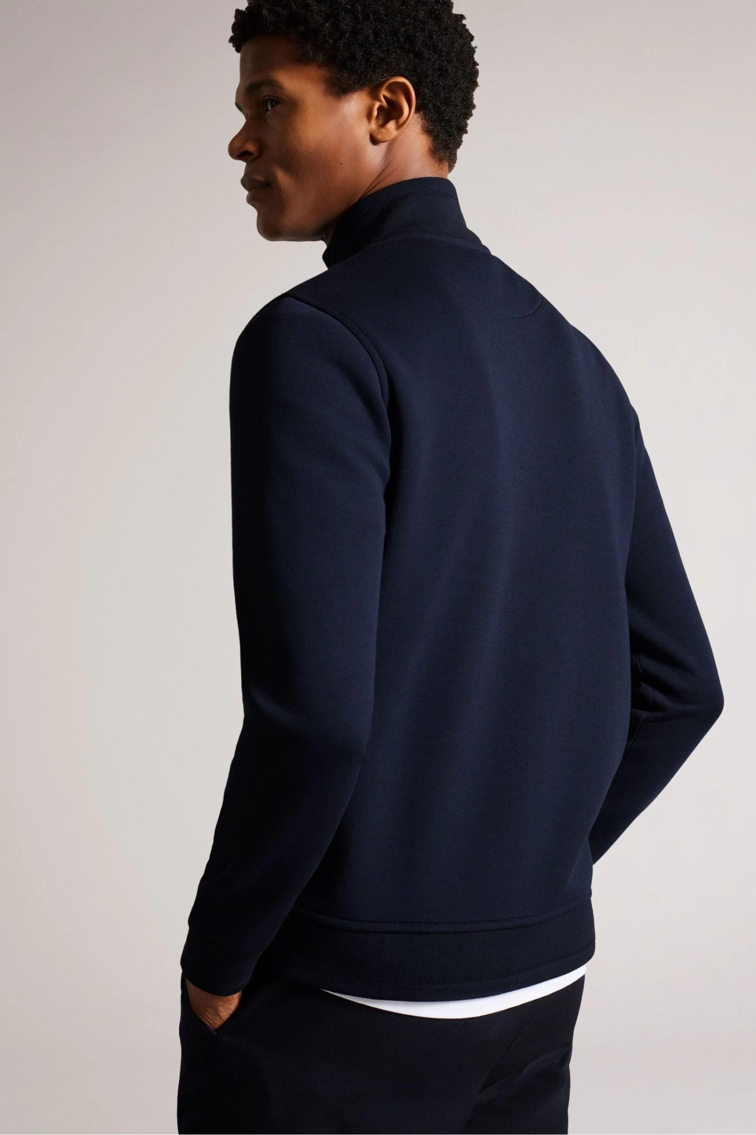 Ted Baker Blue Tymos Long Sleeved Regular Fit Zip Through Sweatshirt - Image 2