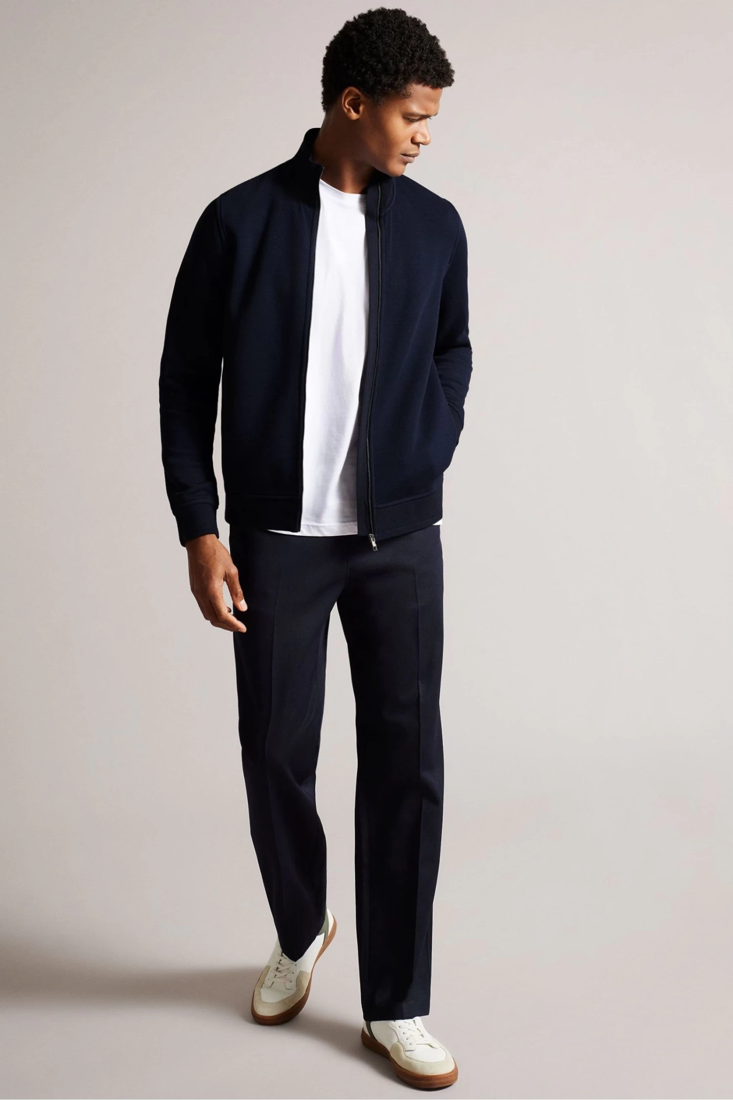 Ted Baker Blue Tymos Long Sleeved Regular Fit Zip Through Sweatshirt - Image 3