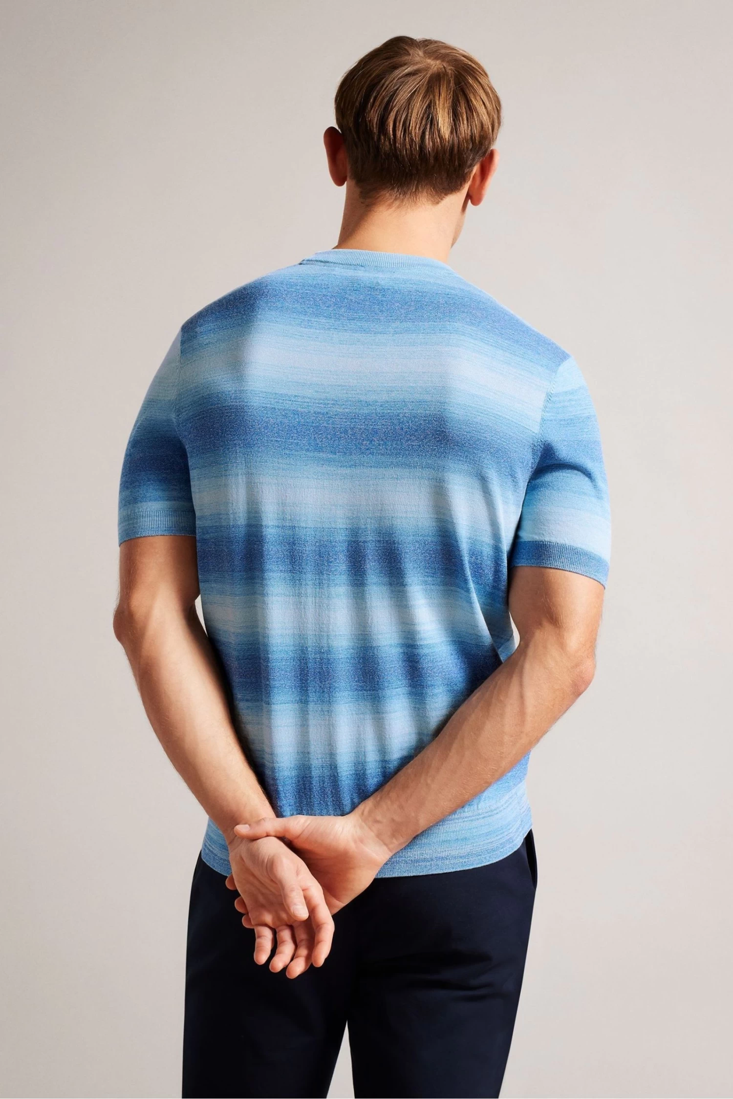Ted Baker Blue Notte Short Sleeved Ombre Knitted T-Shirt - Image 2