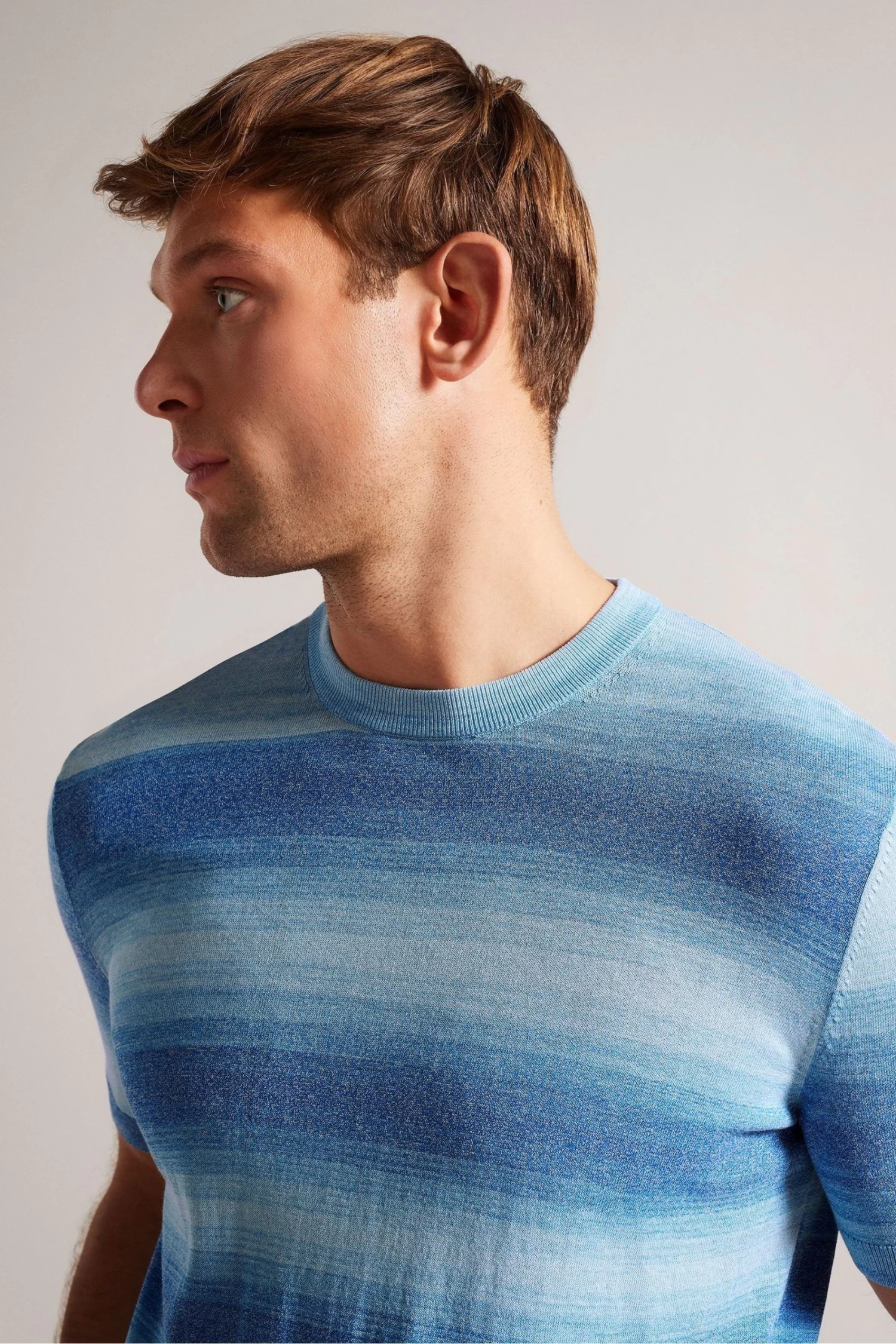 Ted Baker Blue Notte Short Sleeved Ombre Knitted T-Shirt - Image 4