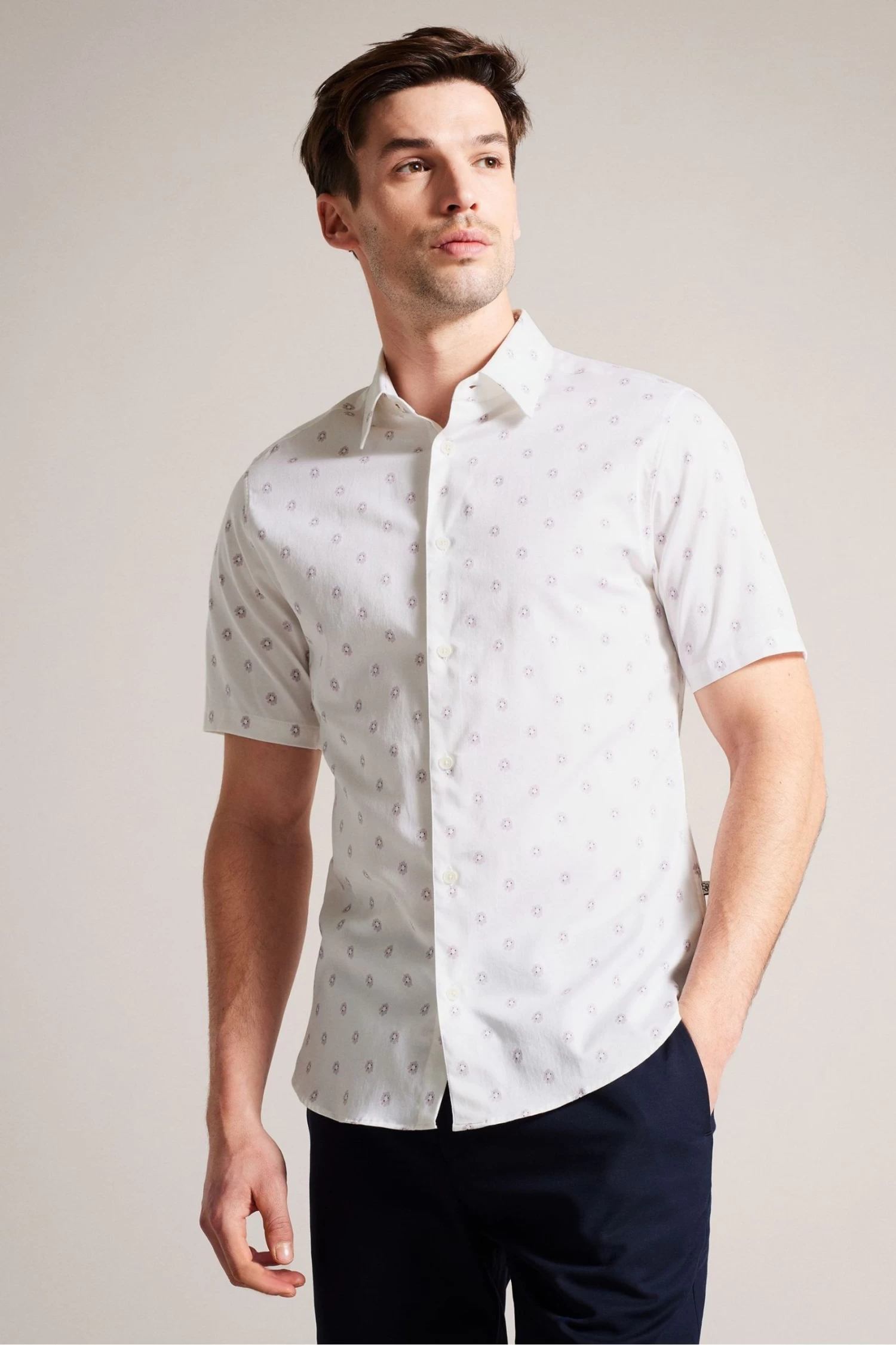Ted Baker Kymsho White Short Sleeve Ditsy Floral Shirt