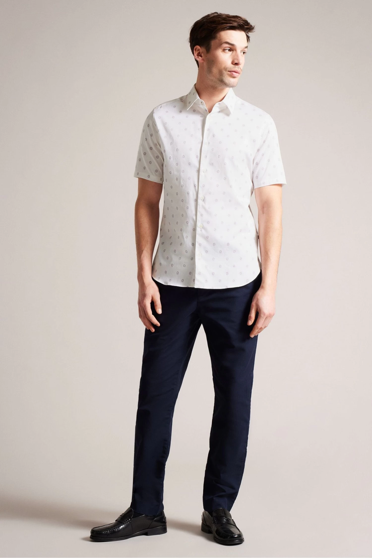 Ted Baker Kymsho White Short Sleeve Ditsy Floral Shirt - Image 3