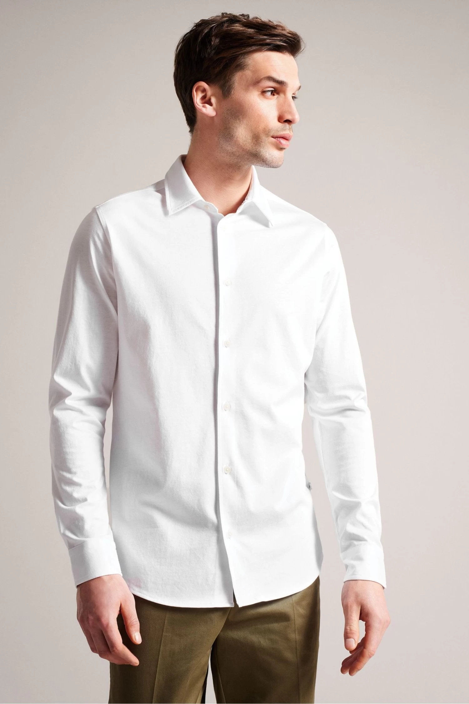 Ted Baker Marros White Long Sleeve Jersey Shirt