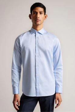 Ted Baker Blue Bellow Long Sleeve Stretch Smart Shirt
