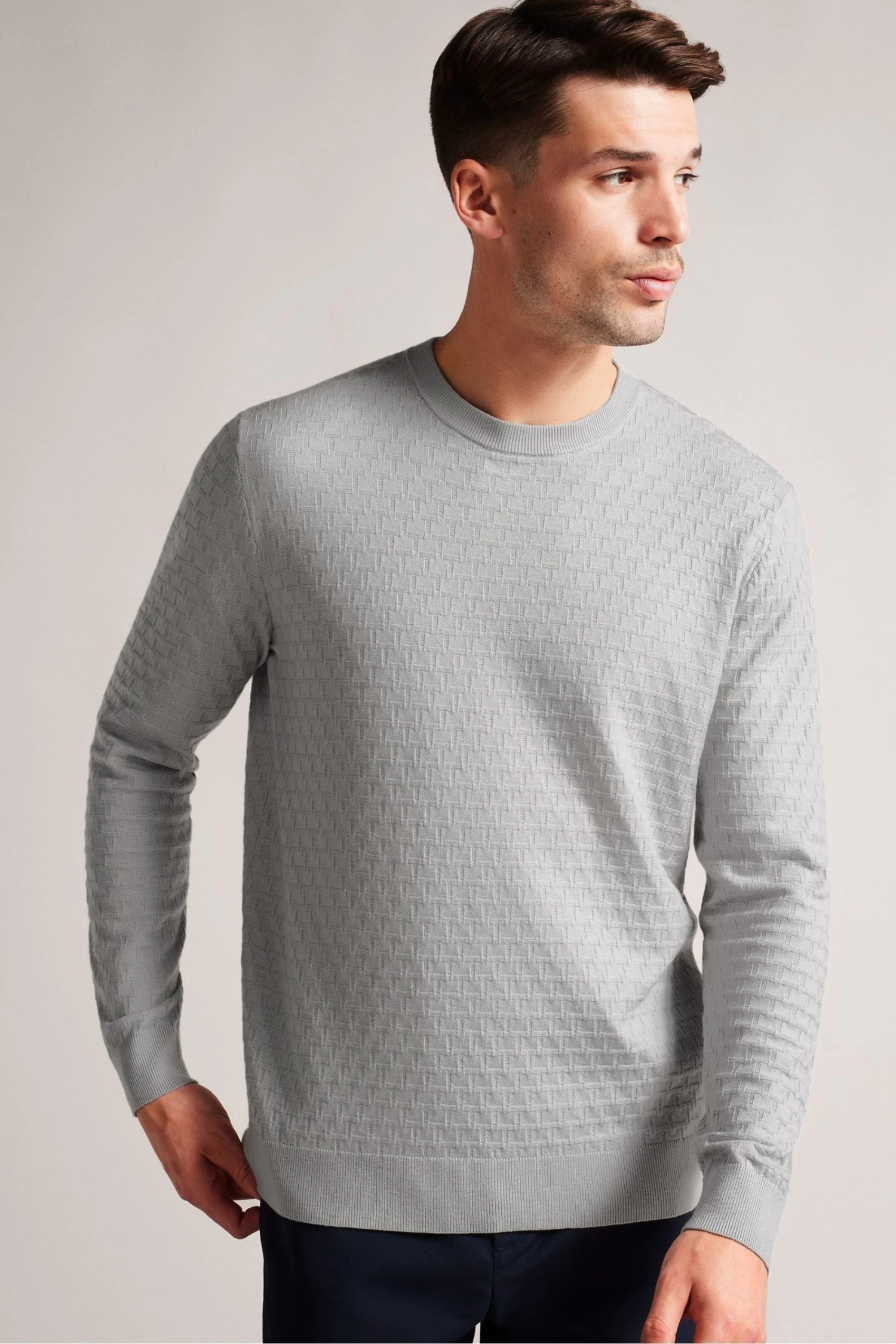 Ted Baker Grey Dartell Long Sleeved Regular T Stitched Crew Neck T-Shirt