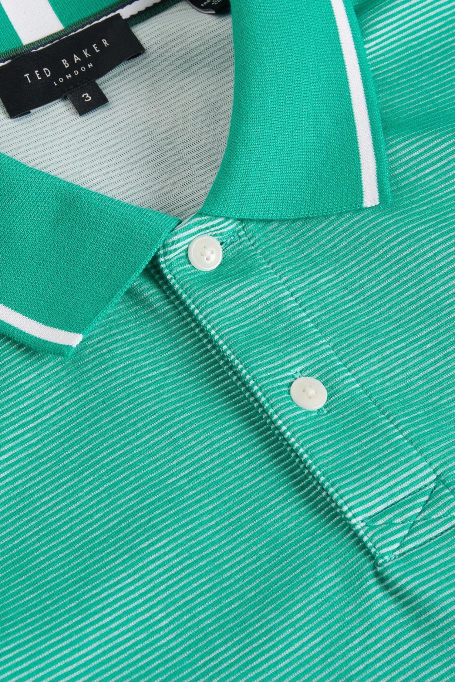Ted Baker Green Ellerby Short Sleeved Regular Striped Polo Shirt - Image 5