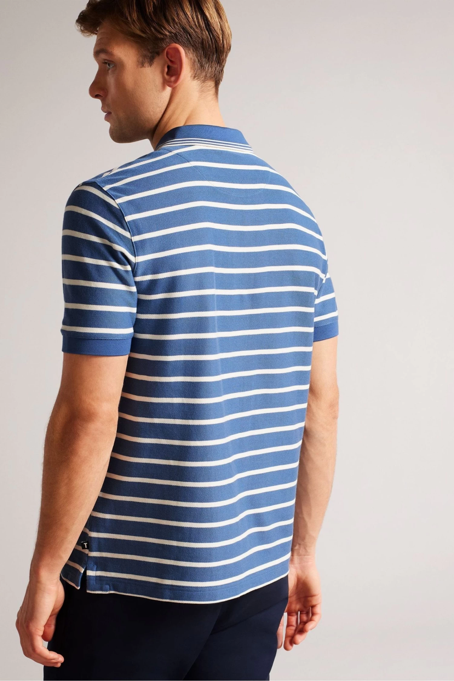 Ted Baker Blue Nivenn Short Sleeved Regular Fit Striped Polo Shirt - Image 2