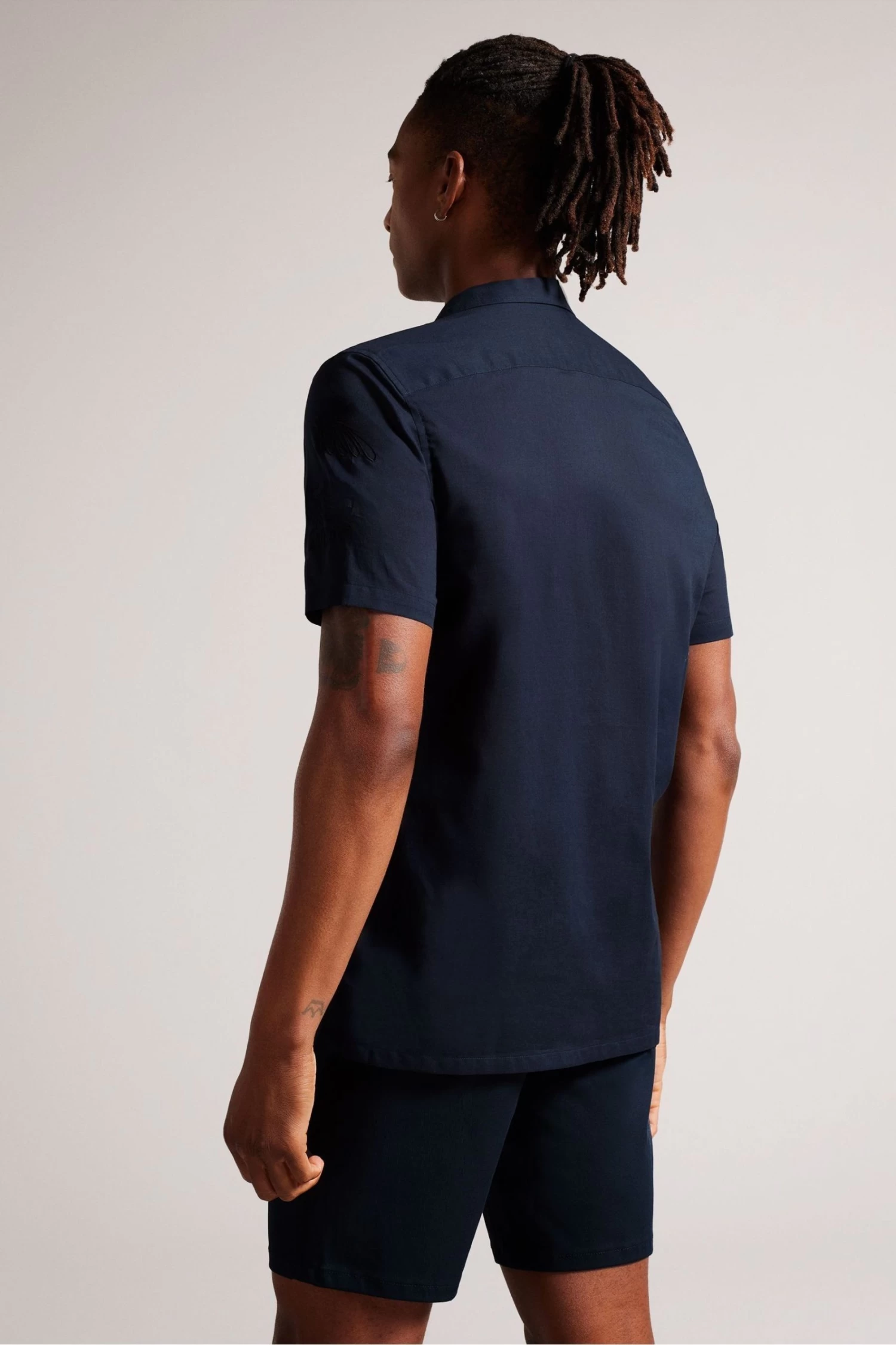 Ted Baker Blue Ranney Short Sleeve Embroidered Panel Shirt - Image 2