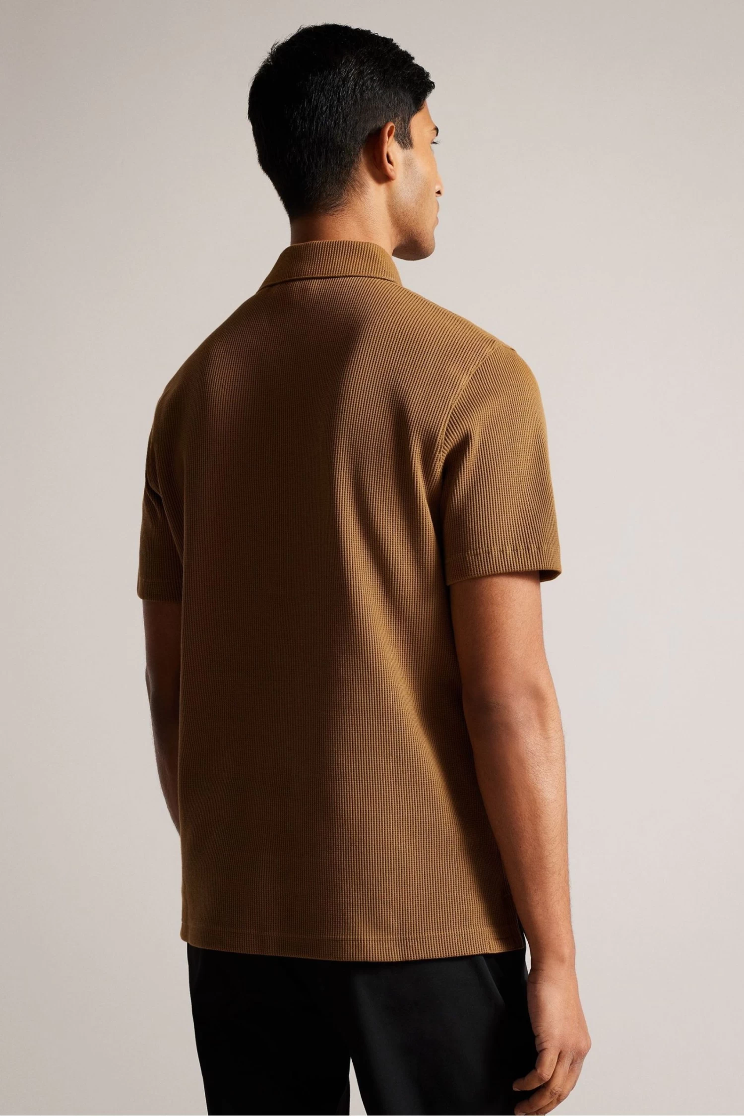Ted Baker Natural Bute Short Sleeved Regular Fit Textured Polo - Image 2
