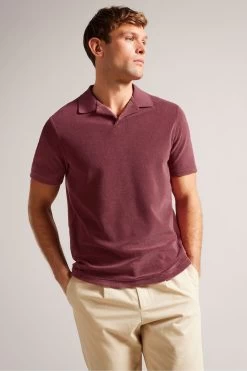 Ted Baker Pink Sndbank Short Sleeved Regular Fit Towelling Polo Shirt