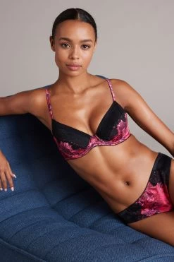 B By Ted Baker Pink Floral Satin Non Pad Underwire Bra