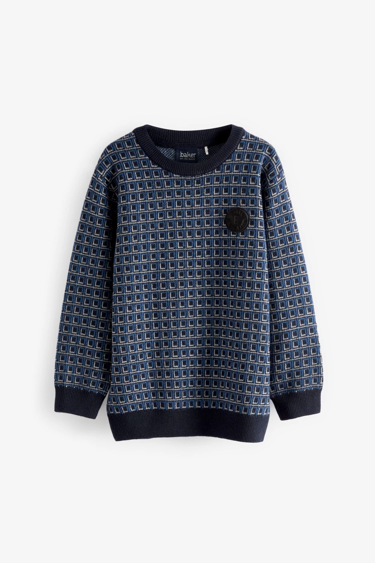 Baker By Ted Baker Navy Geometric Jumper - Image 4