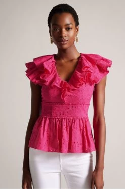 Ted Baker Pink Mazieh Broderie Top