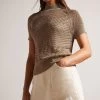 Ted Baker Abaly Basket Stitch Seeveless Brown Top