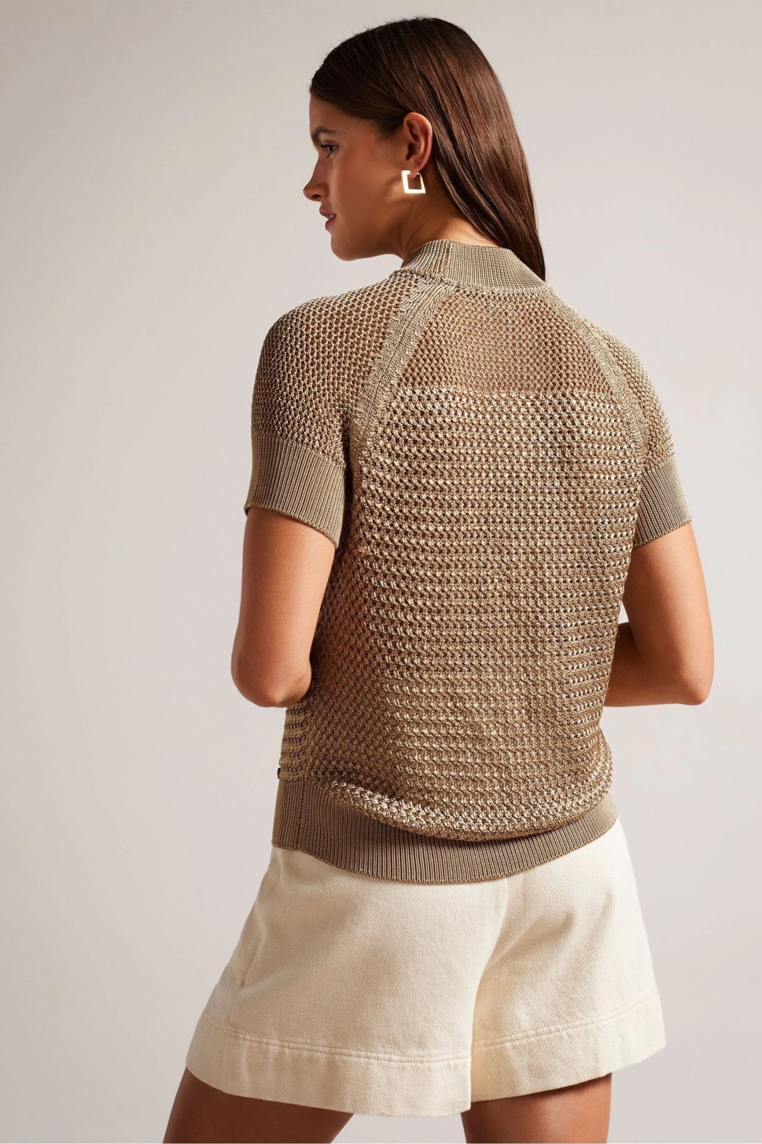 Ted Baker Abaly Basket Stitch Seeveless Brown Top - Image 2