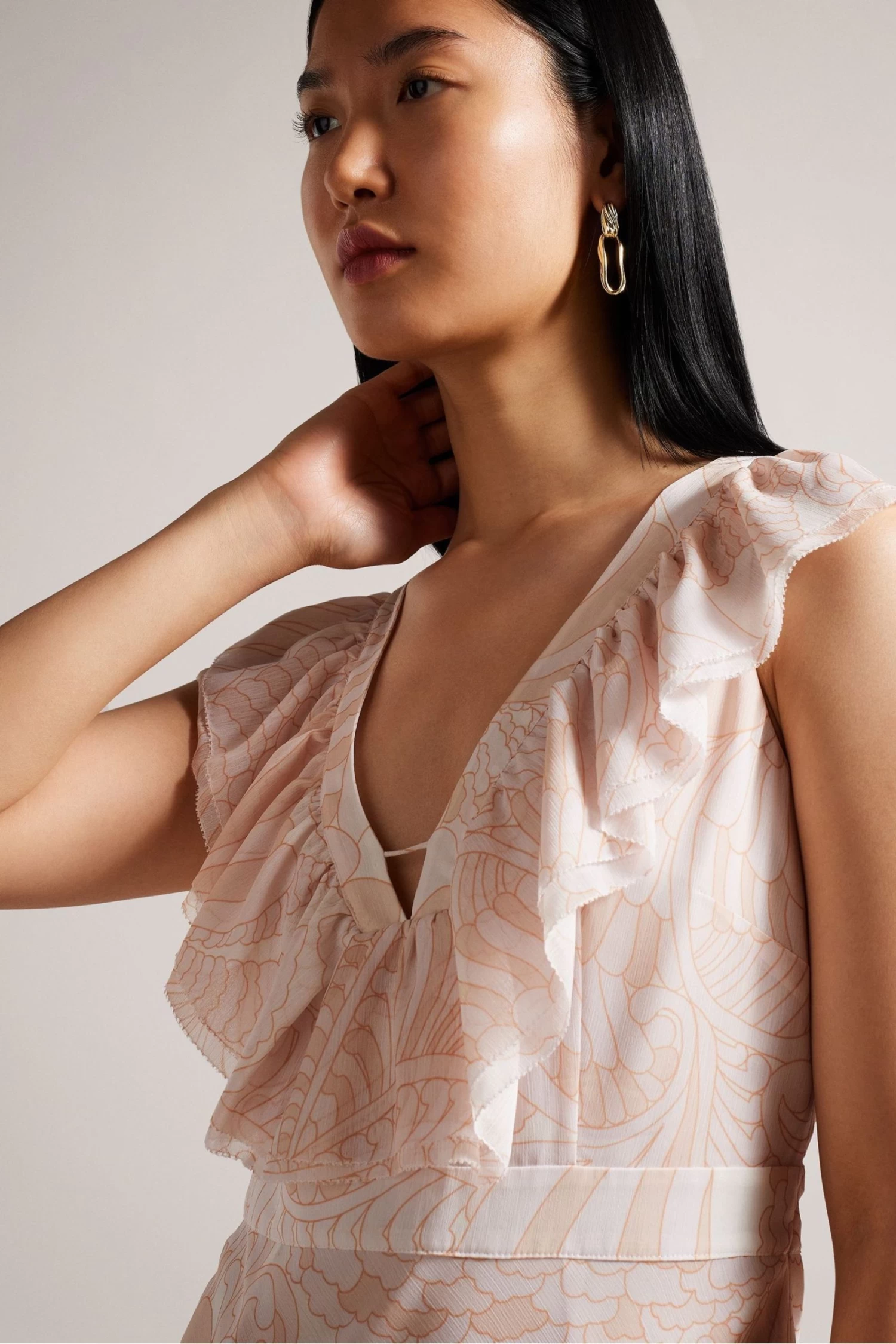 Ted Baker Sheriil Nude Ruffle Detail Maxi Dress - Image 3