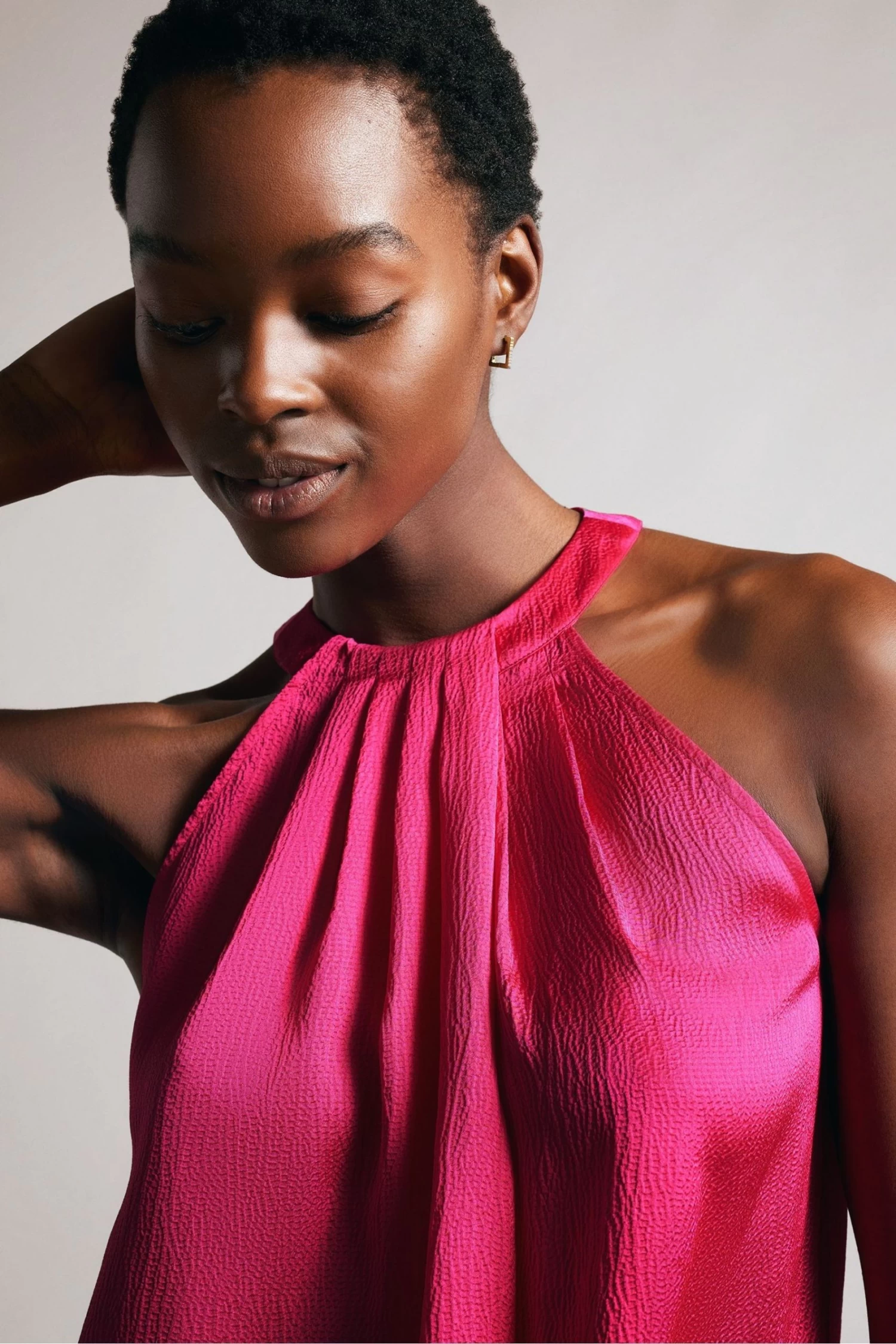Ted Baker Pink Corrali Halter Neck Top With Pleat Detail - Image 4