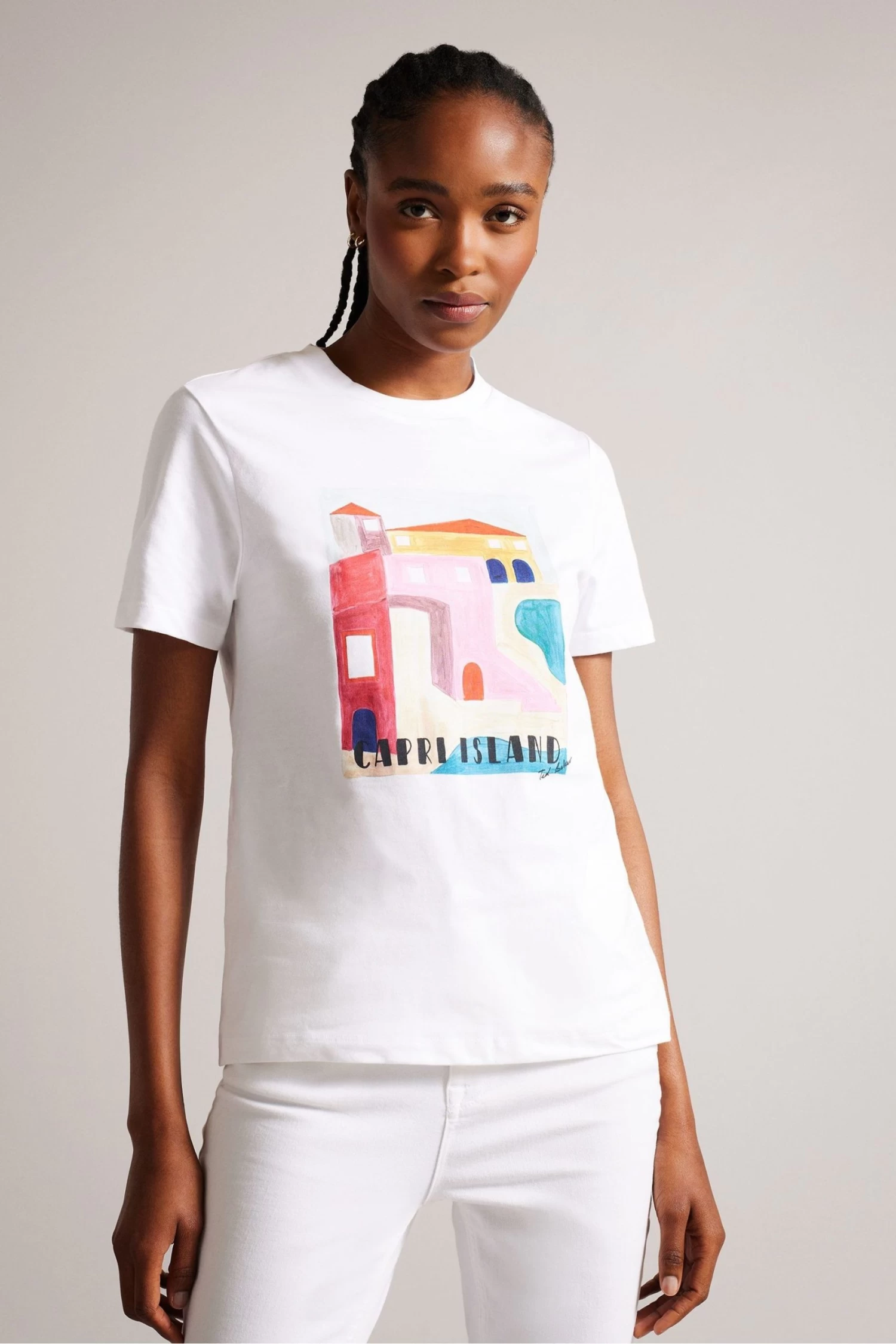 Ted Baker Esmayy Relaxed Graphic White T-Shirt