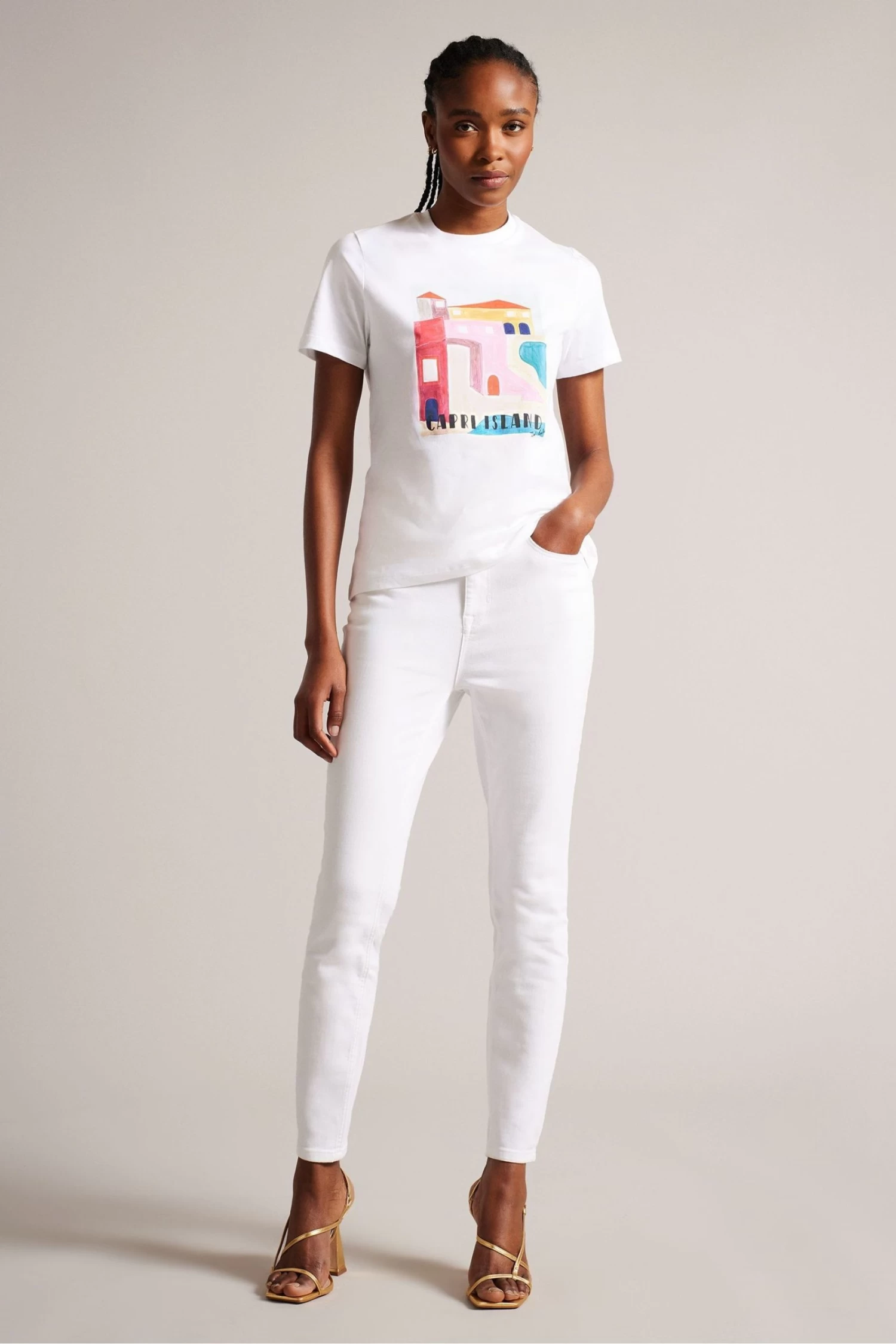 Ted Baker Esmayy Relaxed Graphic White T-Shirt - Image 3