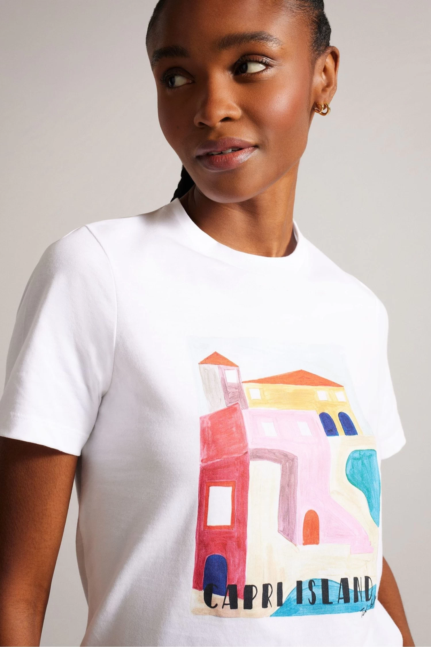Ted Baker Esmayy Relaxed Graphic White T-Shirt - Image 4