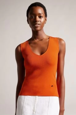 Ted Baker Orange Sarhaa Knitted Fitted Vest