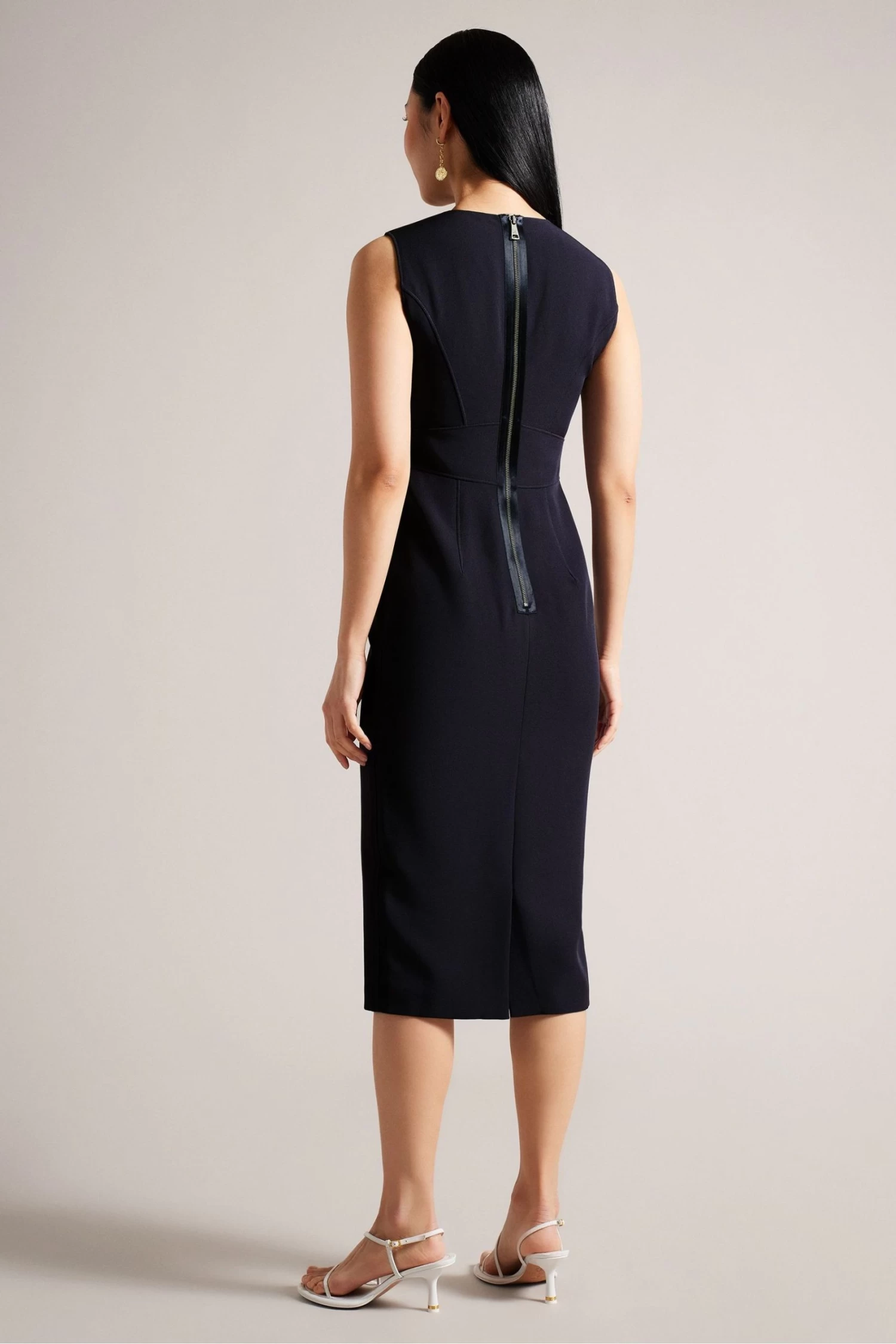 Ted Baker Blue Elissii Bodycon Midi Dress With Sheer Panelling - Image 2