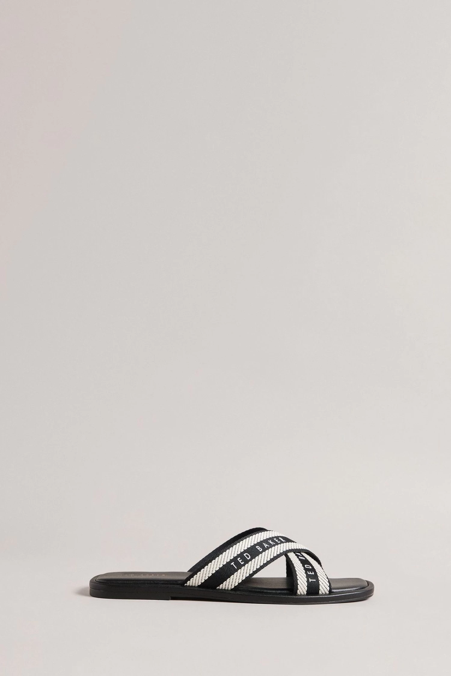 Ted Baker Ashika Webbing Flat Black Sandals