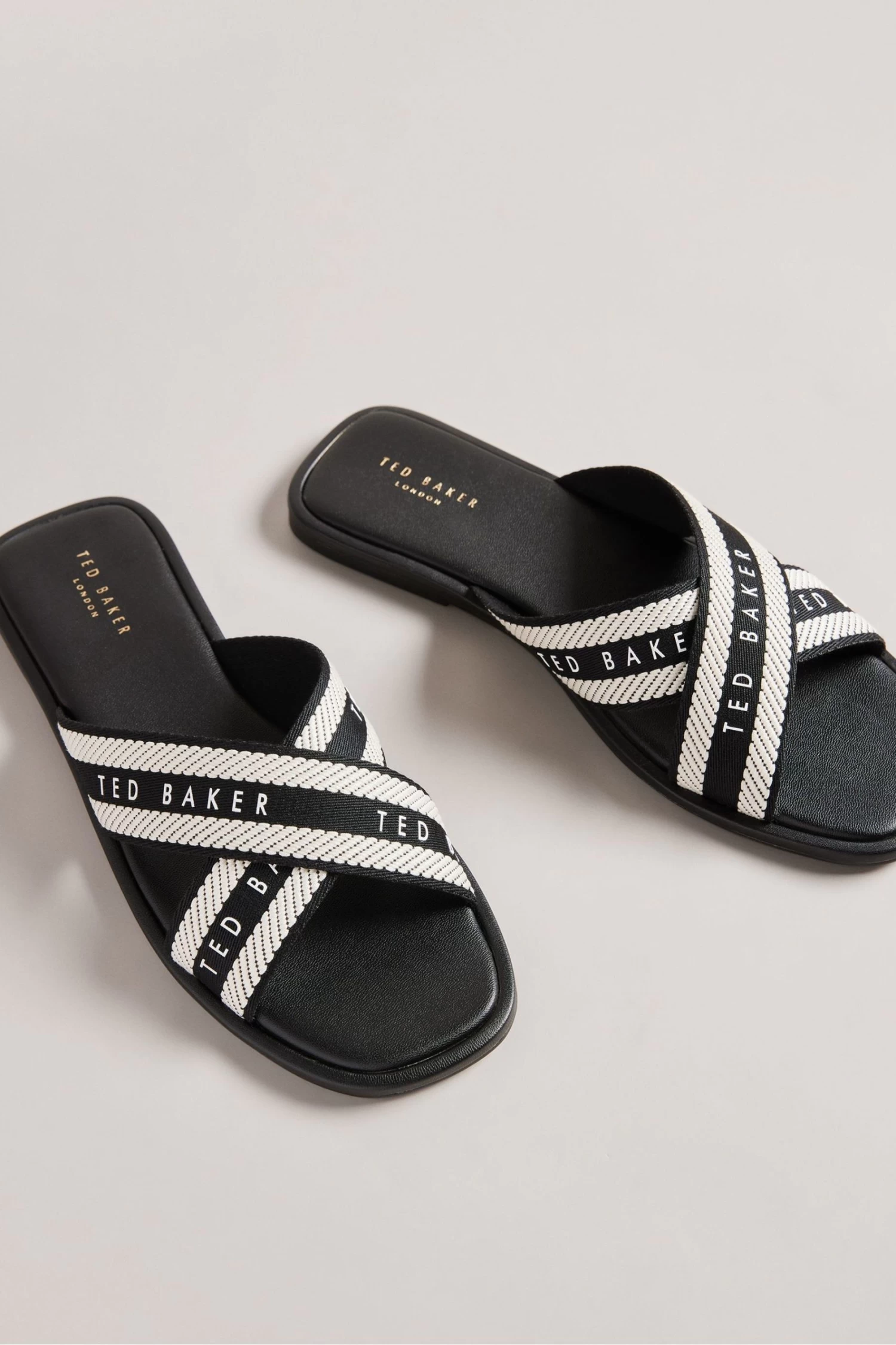 Ted Baker Ashika Webbing Flat Black Sandals - Image 2