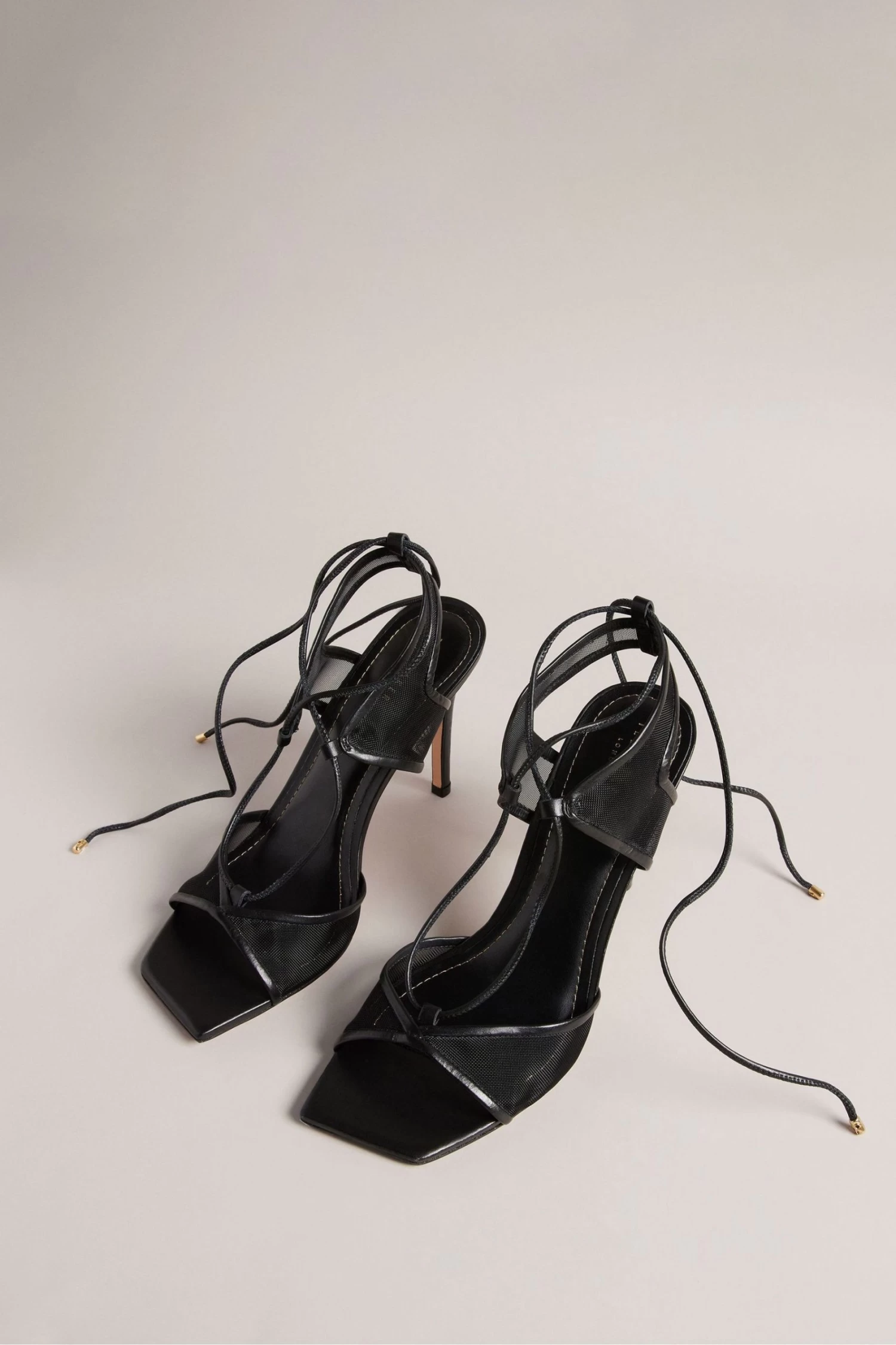 Ted Baker Junera Mesh Tie Black Strap Sandals - Image 2