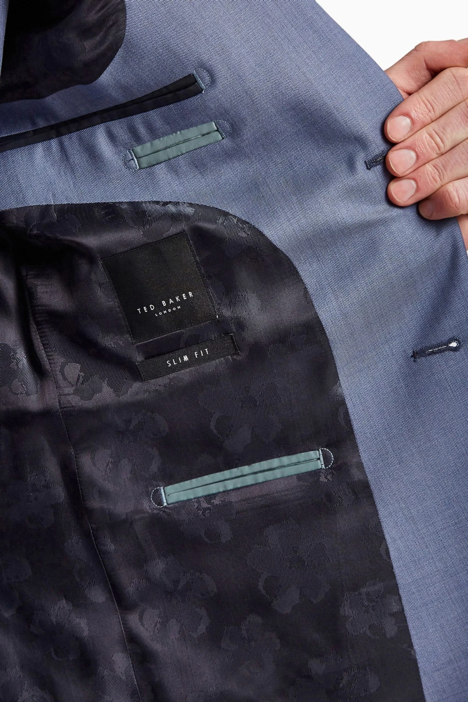 Ted Baker Tailoring Pale Blue Pick And Pick Jacket - Image 6