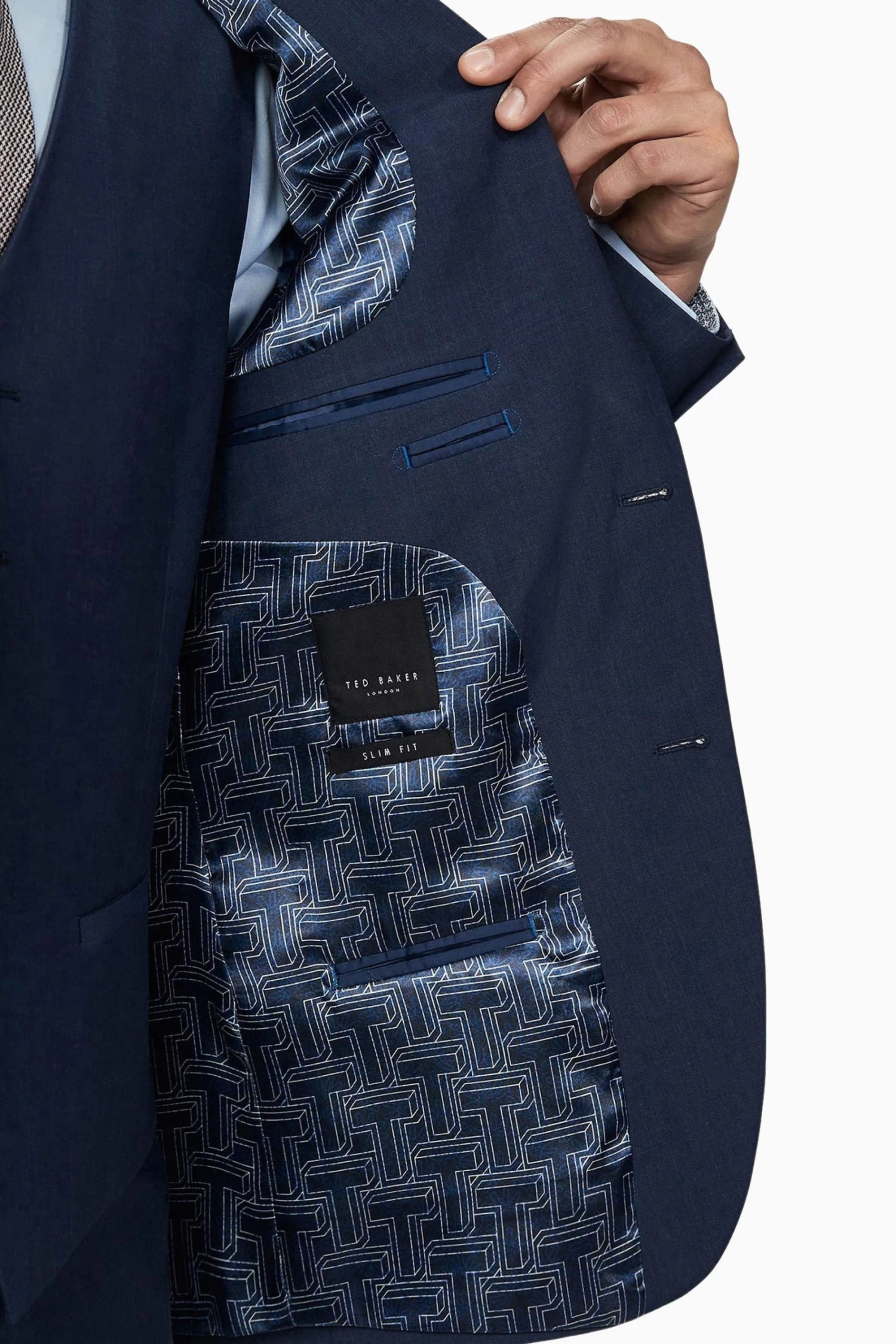 Ted Baker Tailoring Blue Premium Panama Suit: Jacket - Image 6