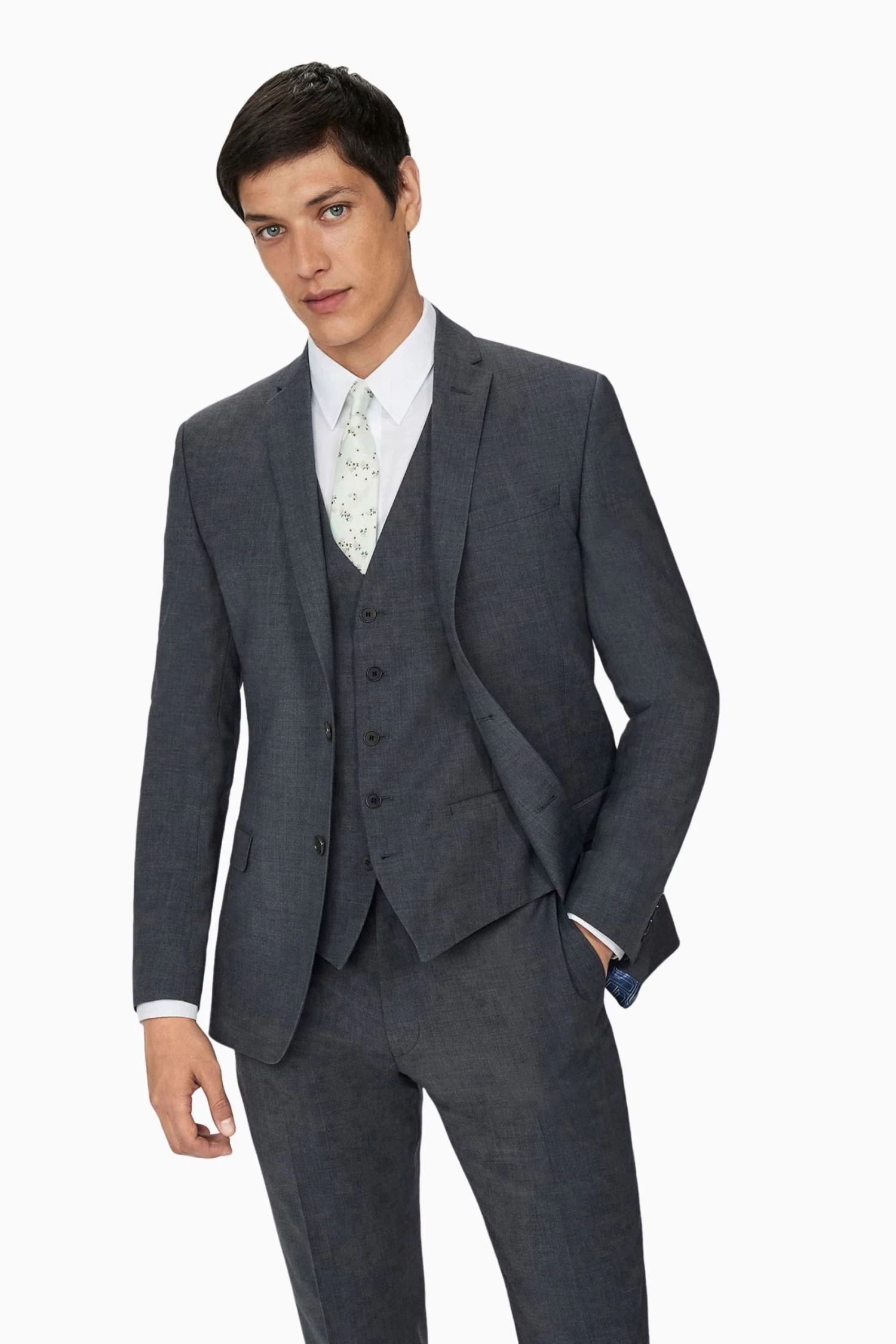 Ted Baker Tailoring Grey Premium Charcoal Panama Regular Suit: Jacket