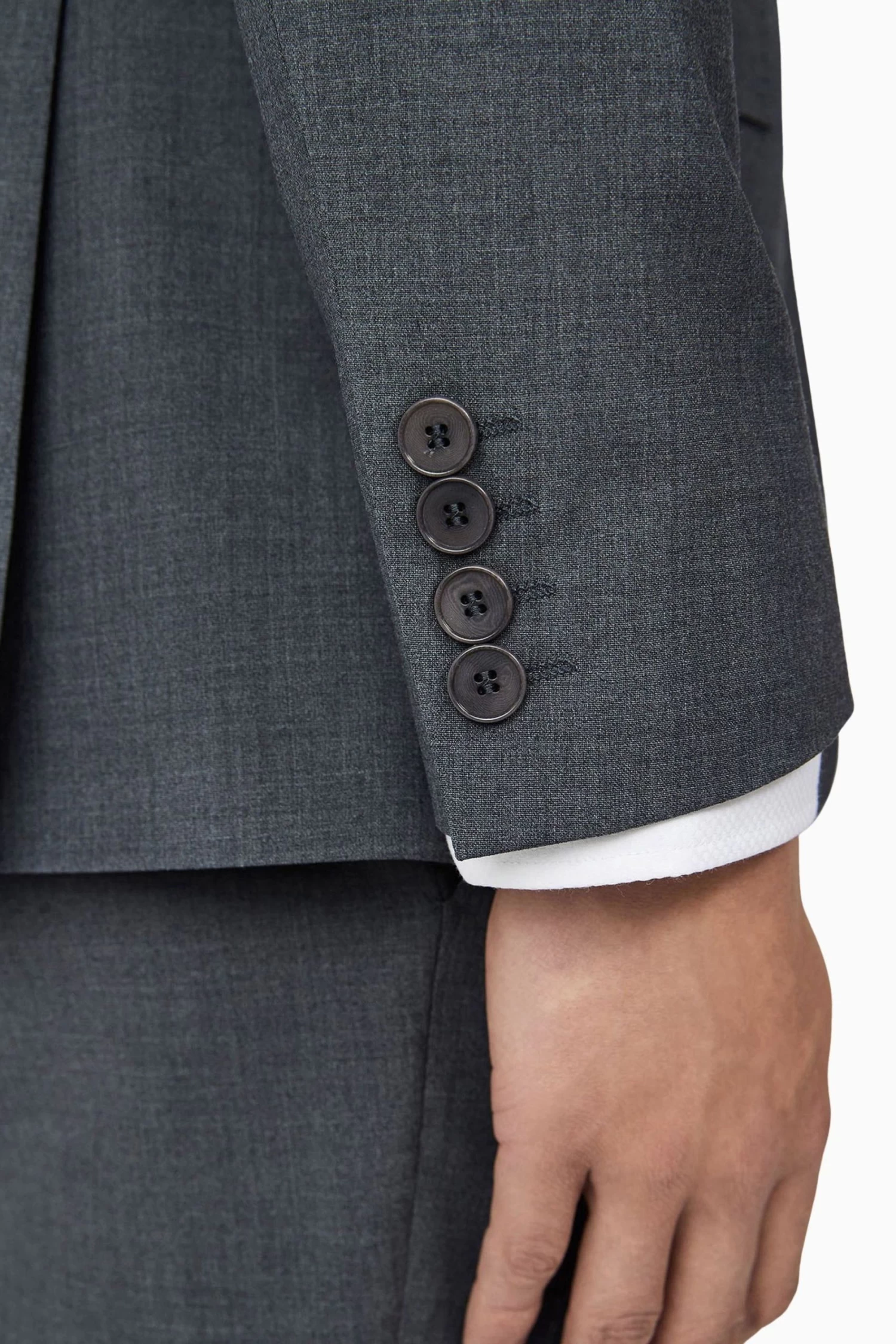 Ted Baker Tailoring Grey Premium Charcoal Panama Regular Suit: Jacket - Image 4