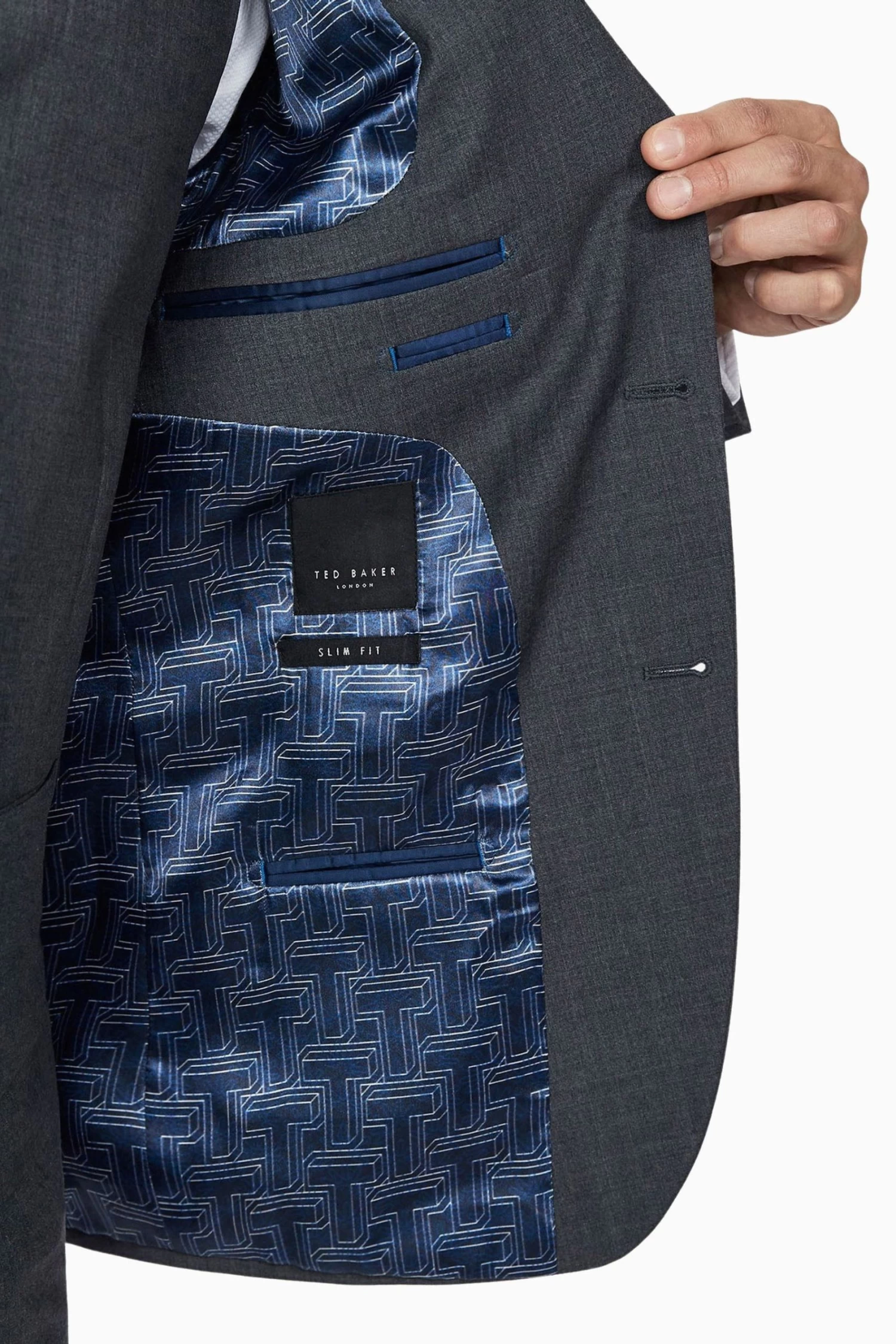 Ted Baker Tailoring Grey Premium Charcoal Panama Regular Suit: Jacket - Image 5