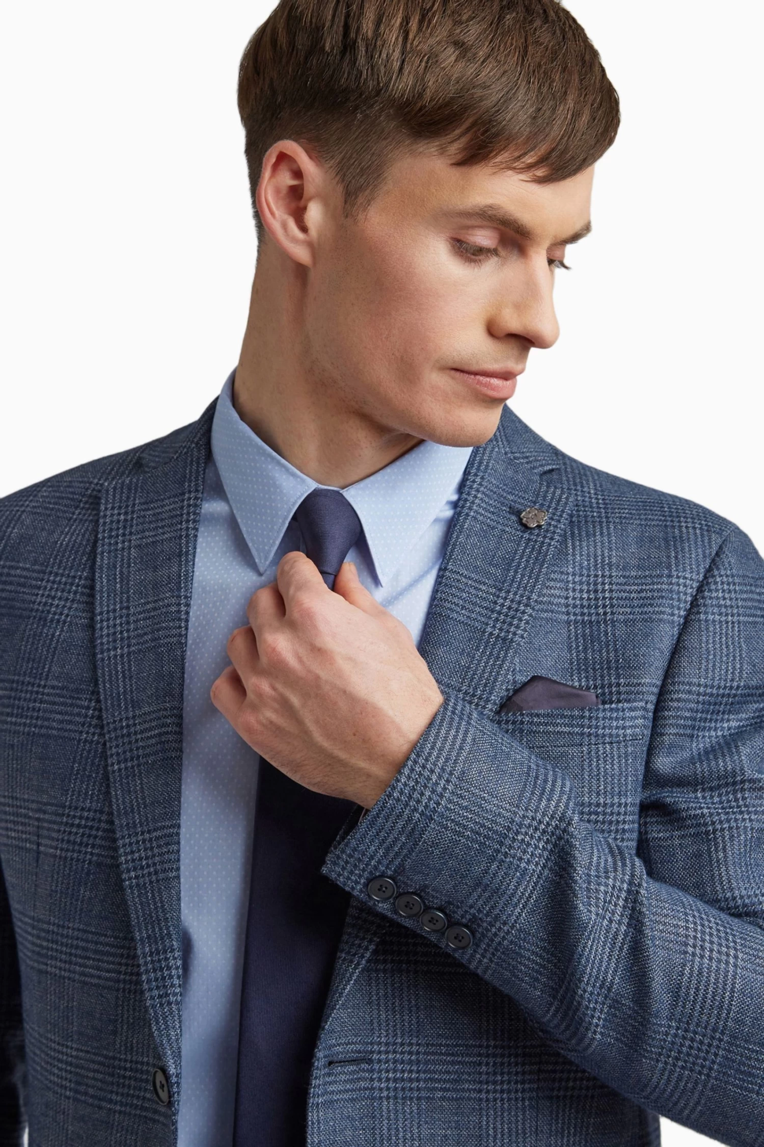 Ted Baker Tailoring Blue Airforce Check Slim Jacket - Image 4