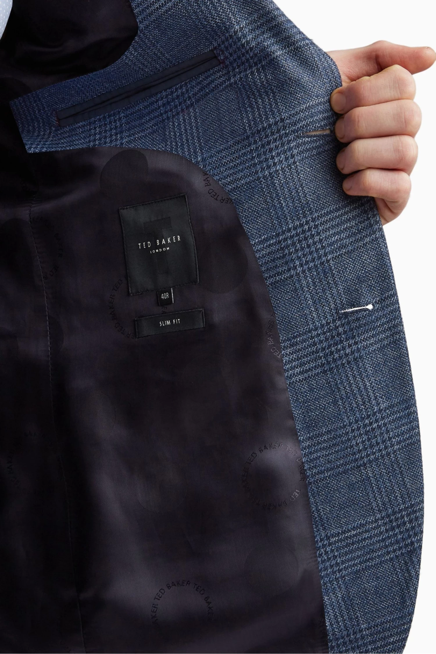Ted Baker Tailoring Blue Airforce Check Slim Jacket - Image 6