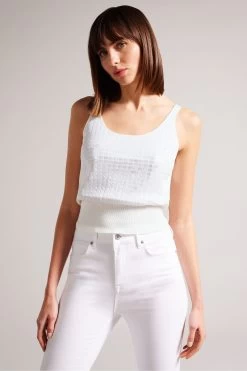 Ted Baker White Bobbiiy Sequin Detail Knit Top