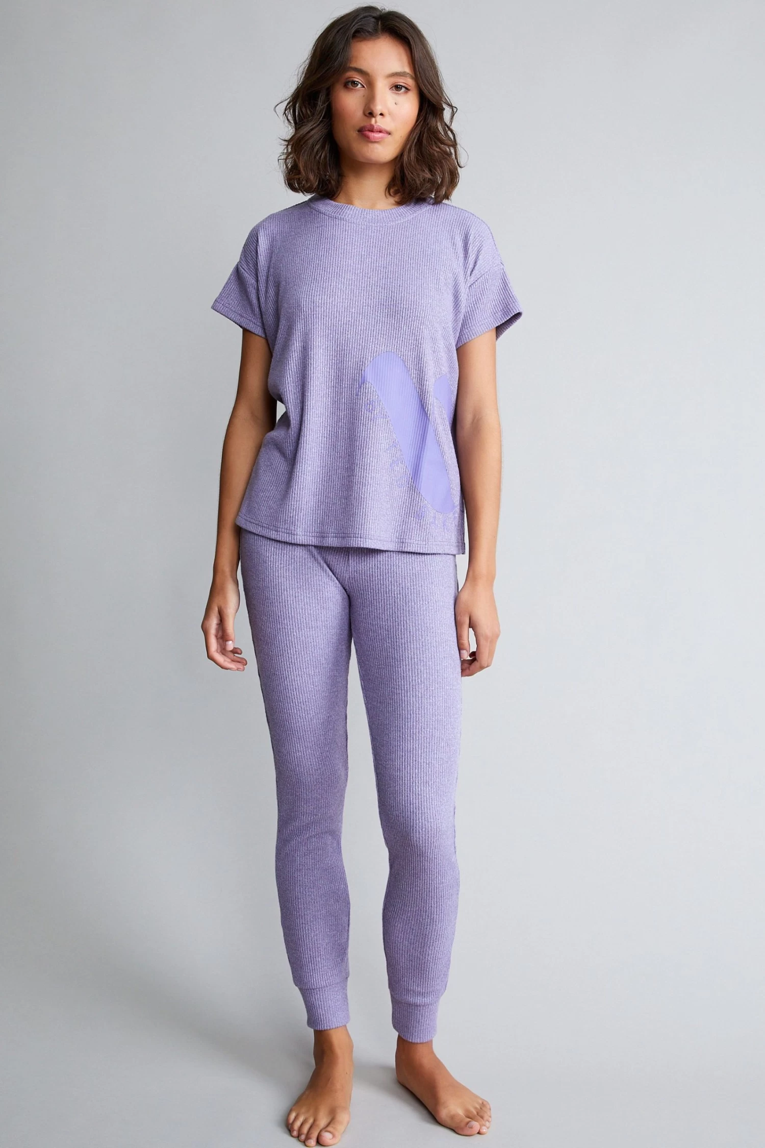 B By Ted Baker Rib Loungewear T-Shirt - Image 2