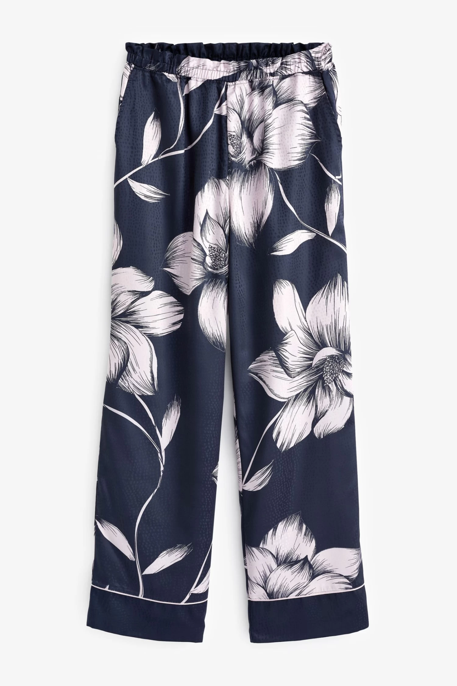 B By Ted Baker Navy Blue/Lilac Purple Jacquard Spot Satin Pyjama Set - Image 10