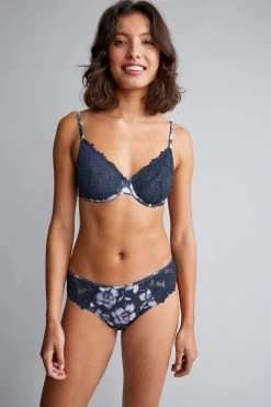 B By Ted Baker Navy Blue/Lilac Purple Non Pad Underwire Bra