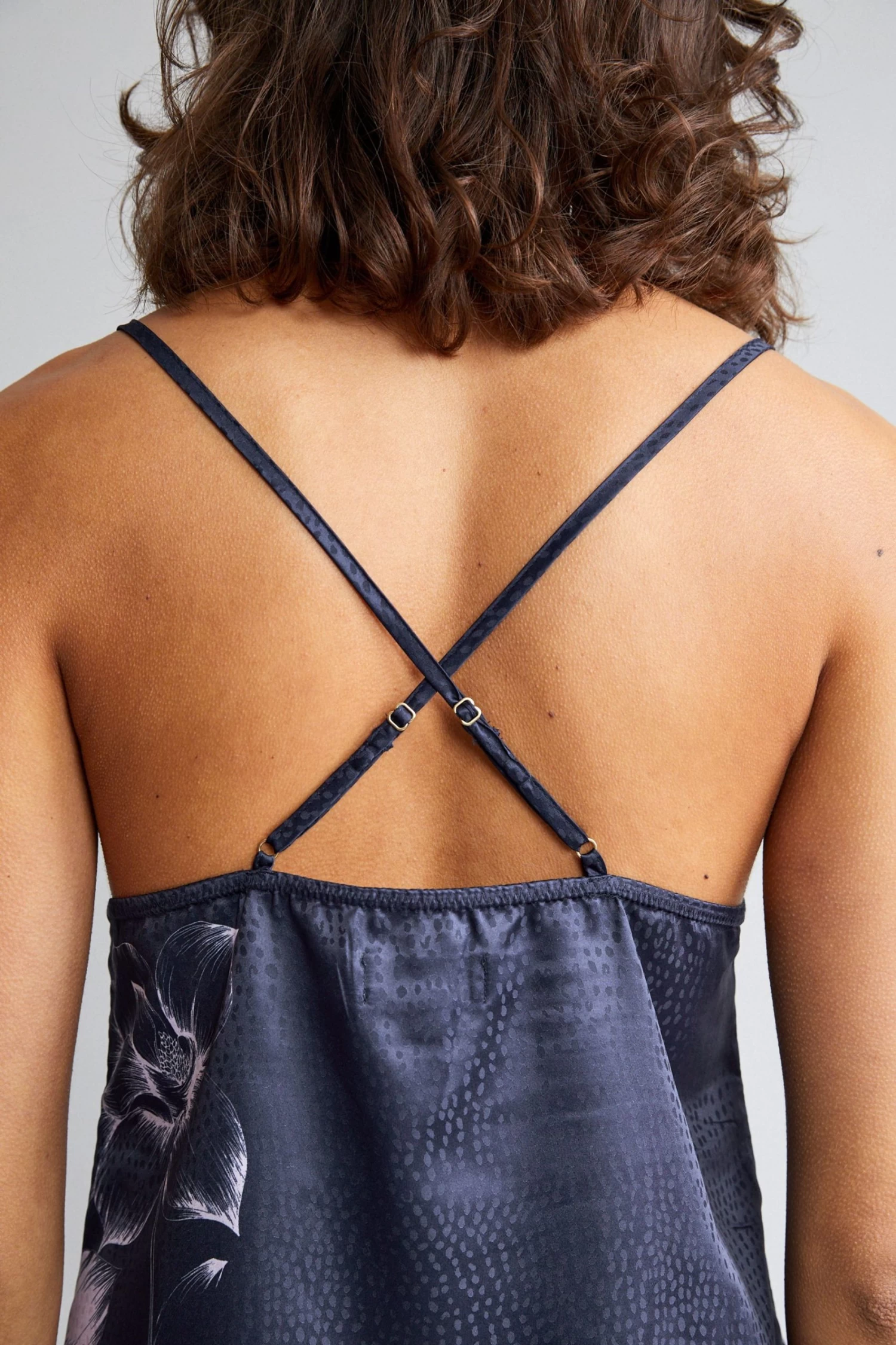 B By Ted Baker Navy Blue/Lilac Purple Jacquard Spot Satin Slip - Image 5