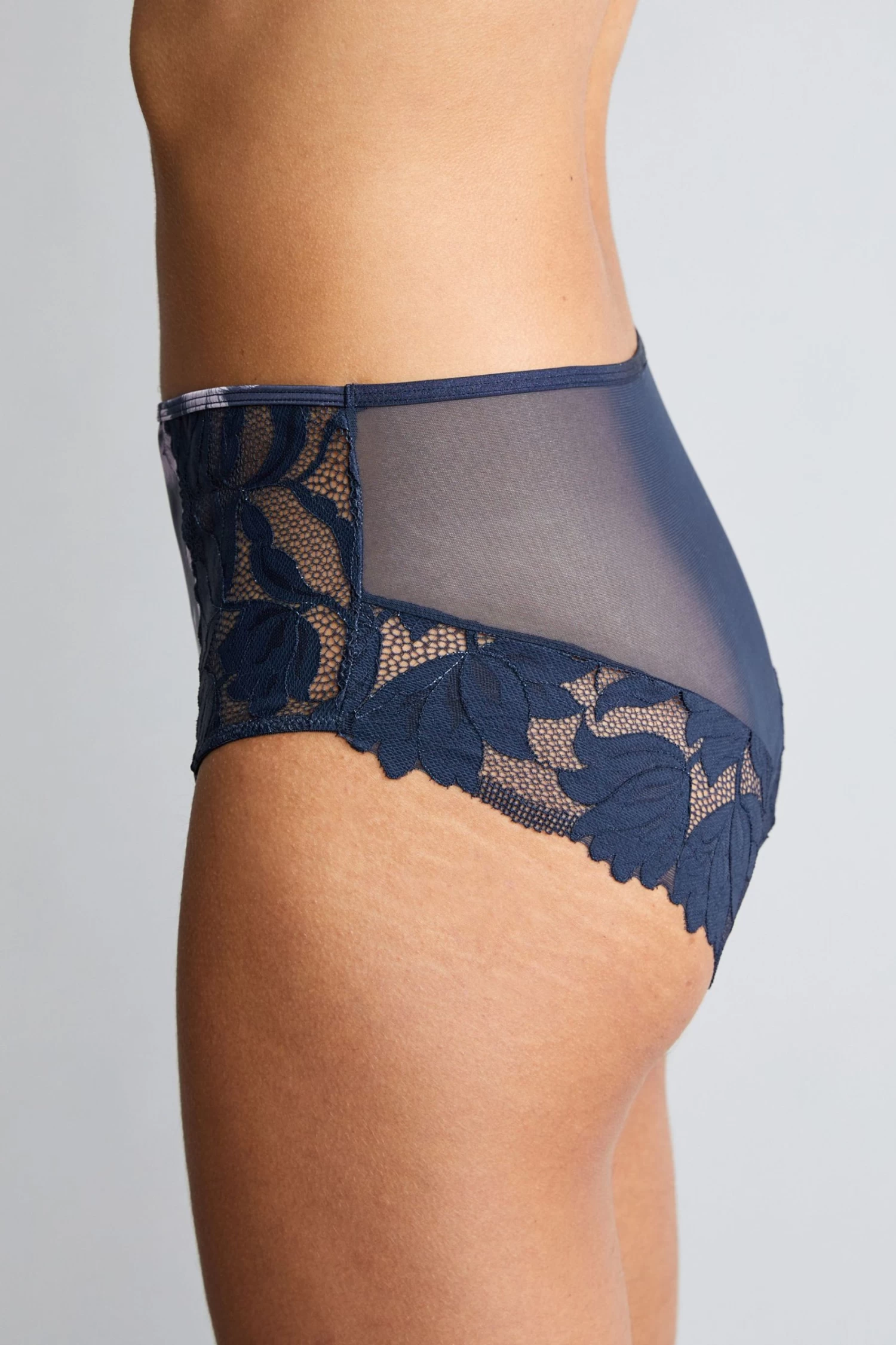B By Ted Baker Navy Blue/Lilac Purple Satin Knickers - Image 4