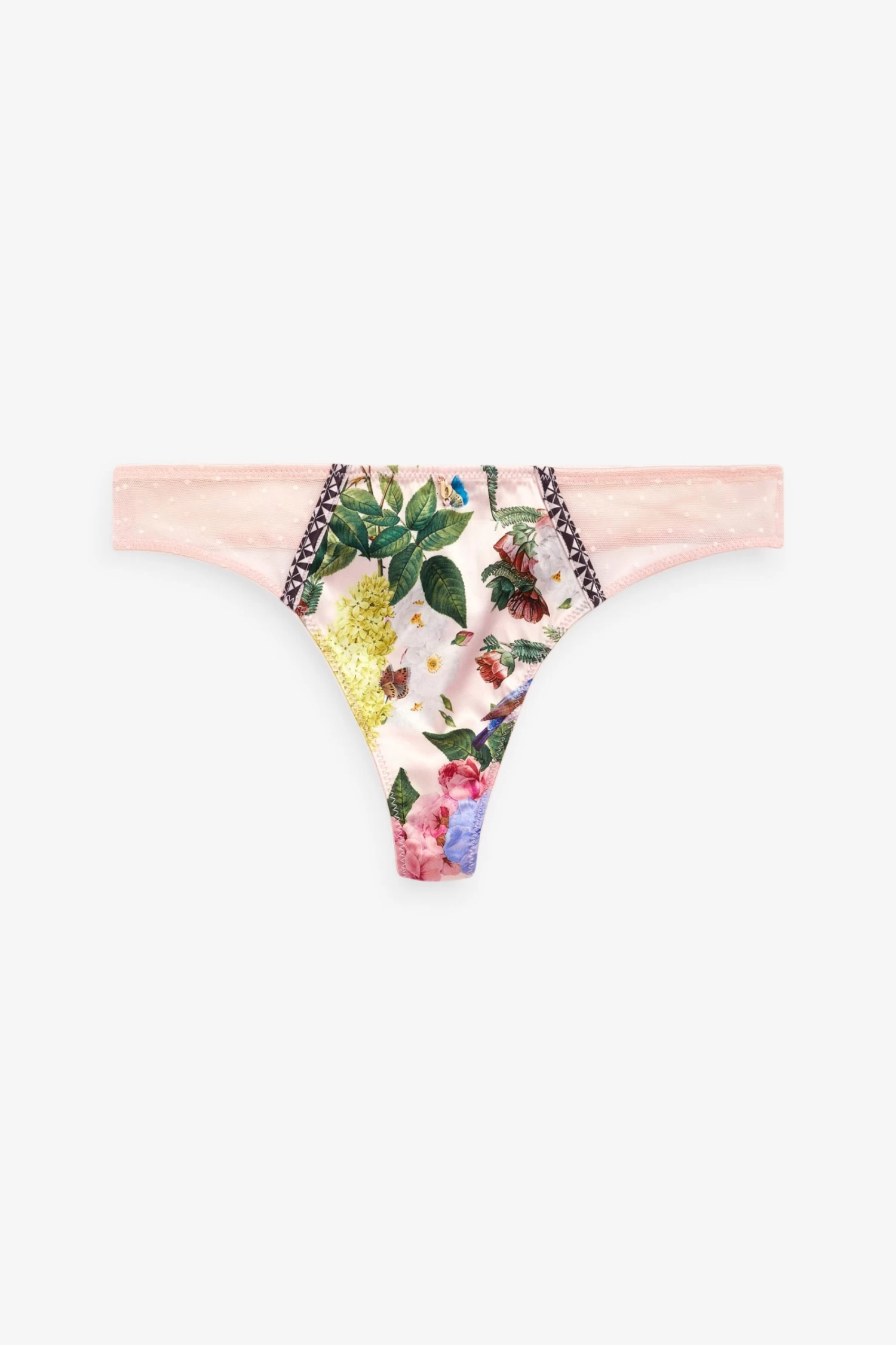 B By Ted Baker Pink Bird Floral Lingerie Thong - Image 5