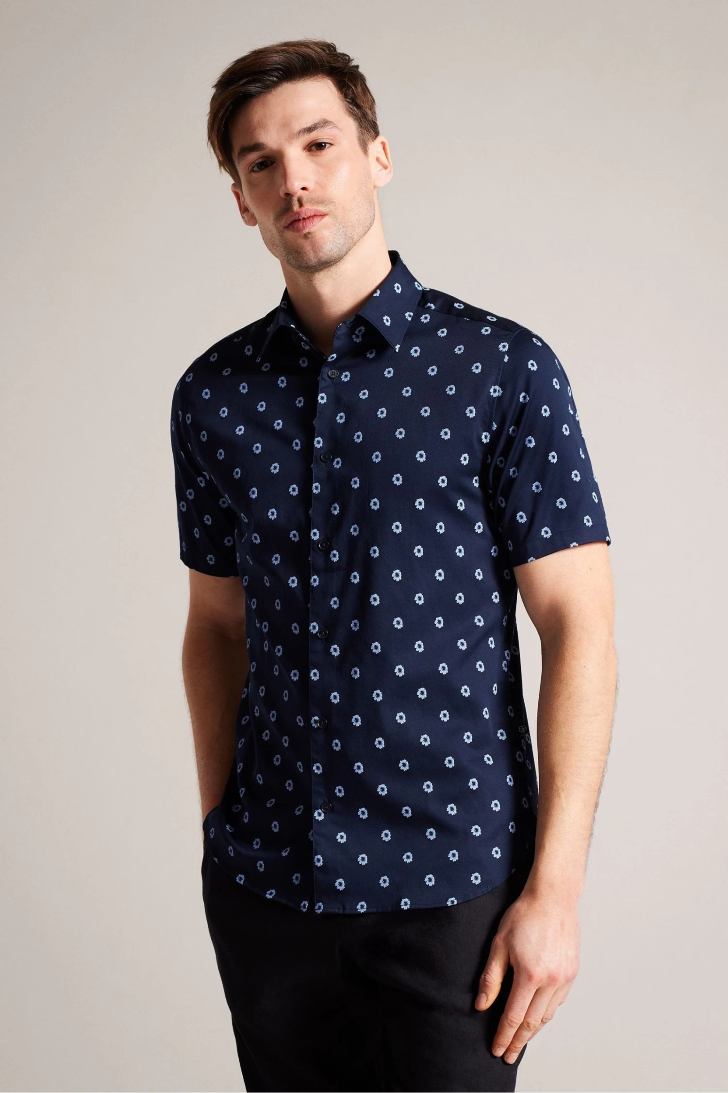 Ted Baker Blue Kymsho Short Sleeve Ditsy Floral Shirt