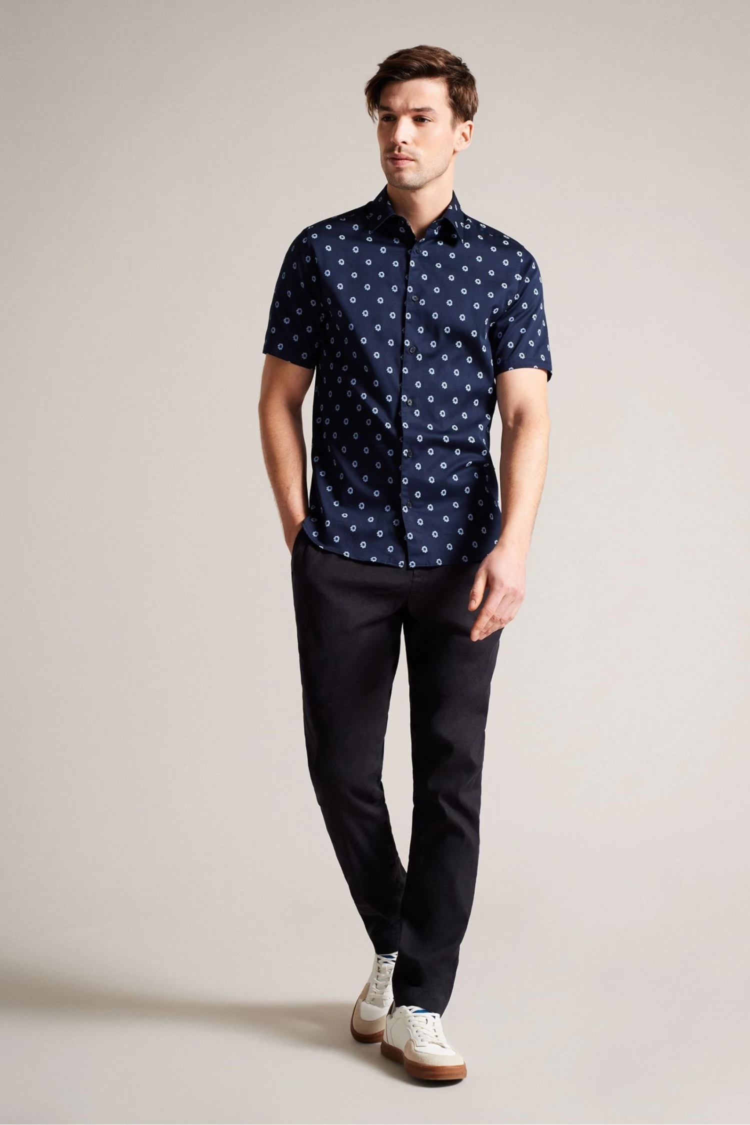 Ted Baker Blue Kymsho Short Sleeve Ditsy Floral Shirt - Image 3