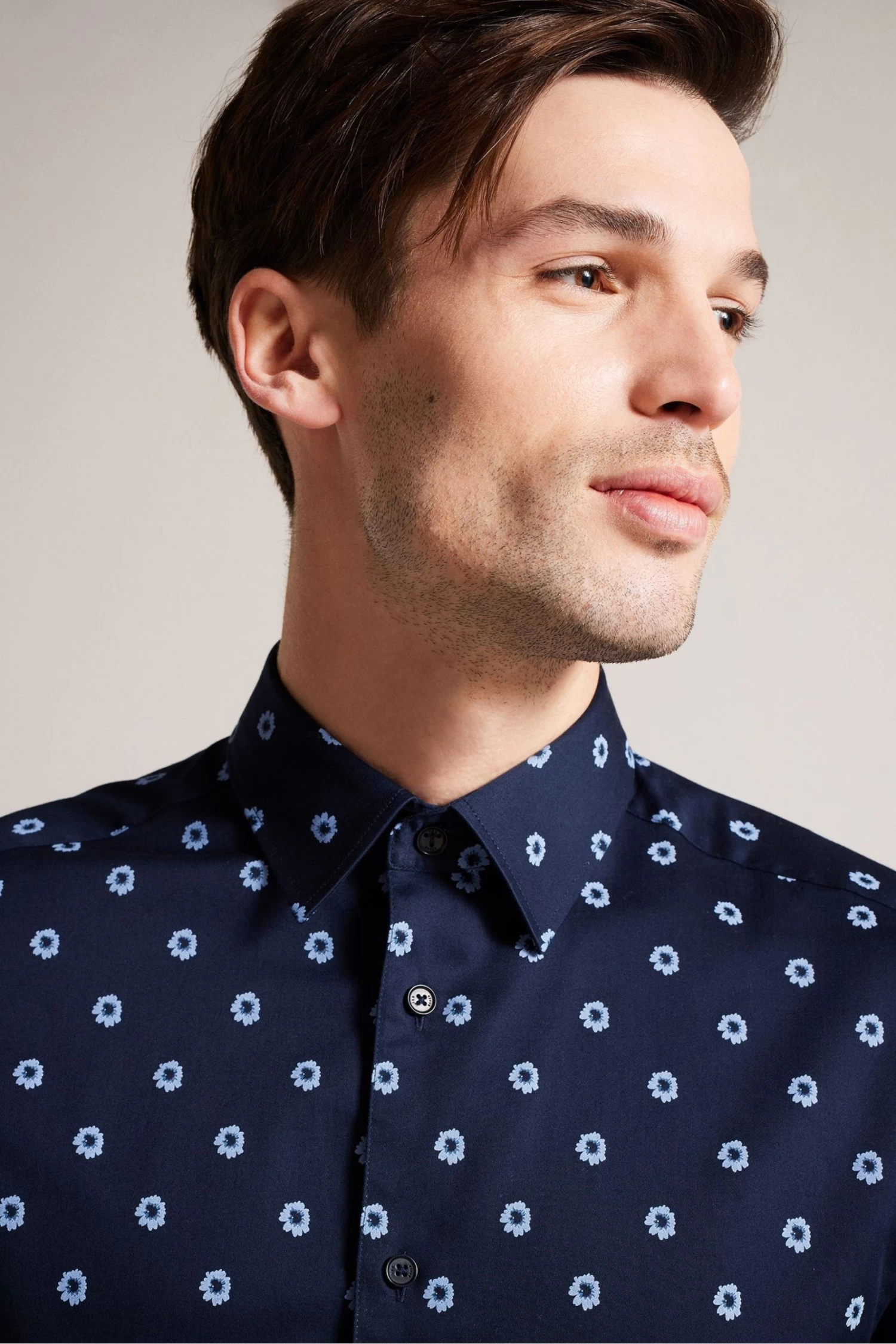 Ted Baker Blue Kymsho Short Sleeve Ditsy Floral Shirt - Image 4